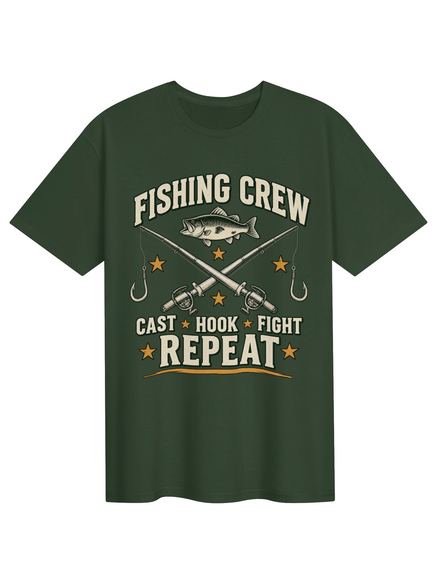Fishing Crew. Cast Hook. Fight. Repeat. T-shirt product image (1)
