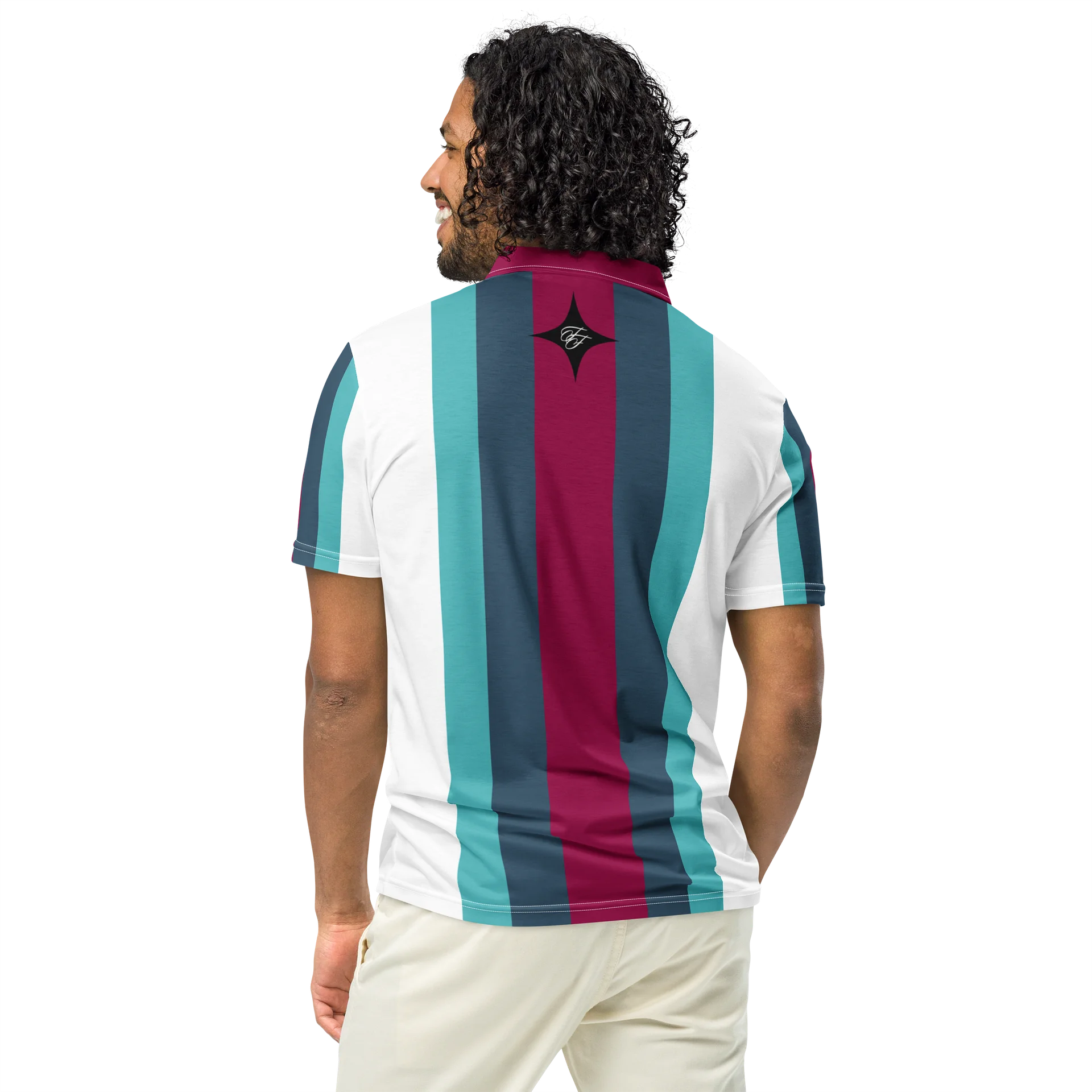 F&F Stripe Slim Fit Polo Shirt (RED) product image (5)