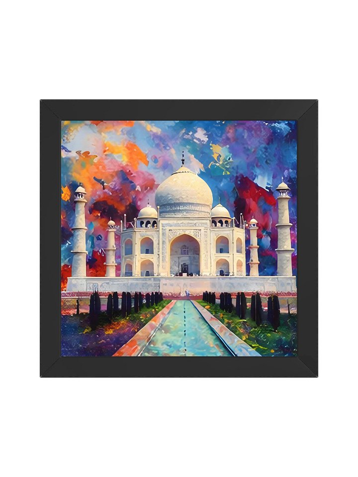 Taj Mahal im Farbenrausch – Modern Art Edition Vibrant Ayous Wood Framed Matte Art Poster product image (1)