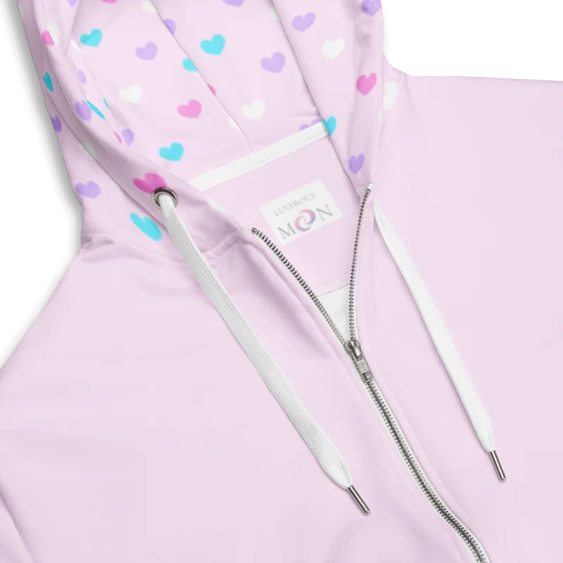 Pink Heart Pattern Hooded Jacket product image (3)