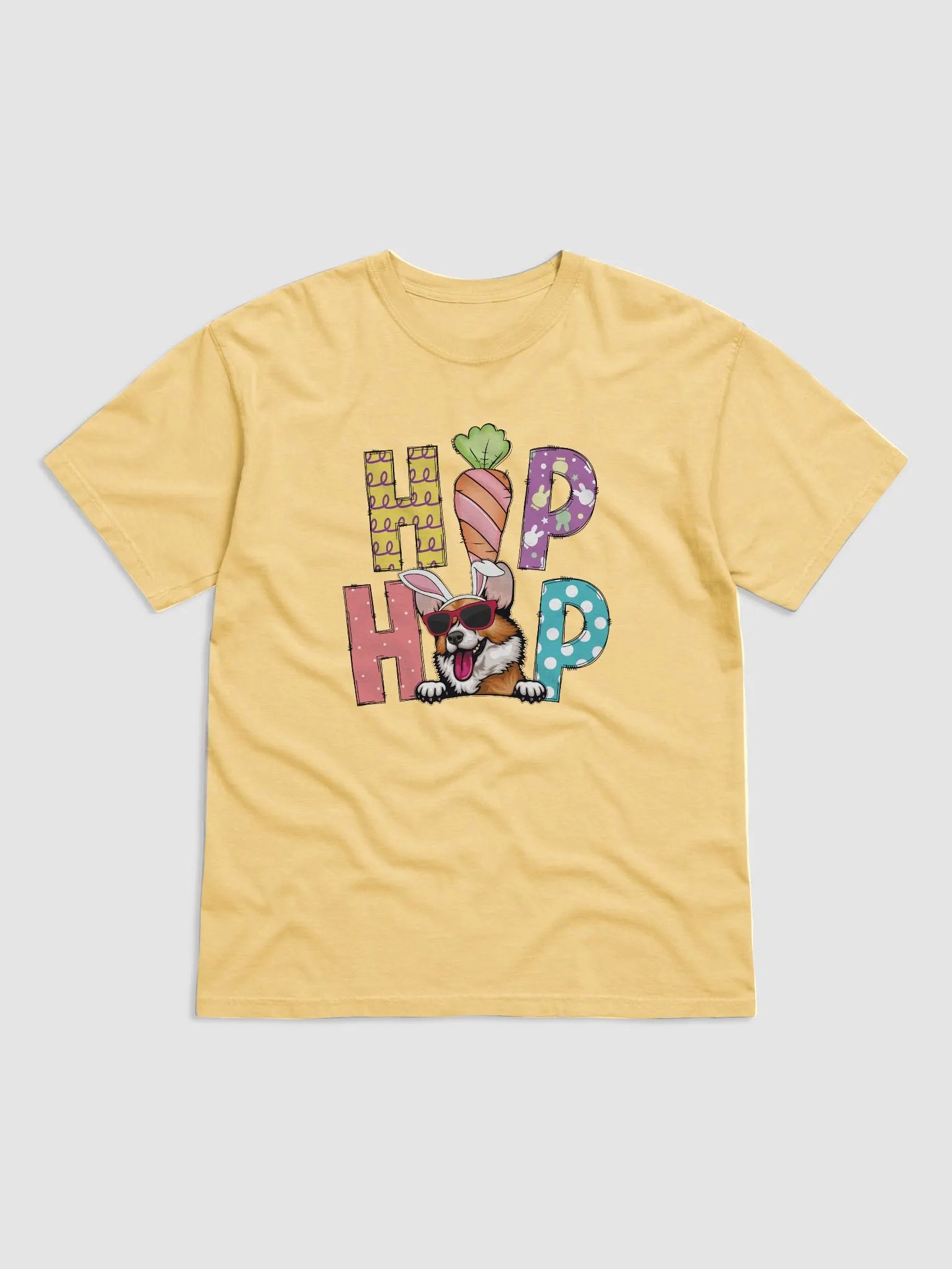 Hip Hop Easter Welsh Corgi T-Shirt | Cute Easter Day Corgi Wearing Bunny Ears and Sunglasses T-Shirt product image (2)