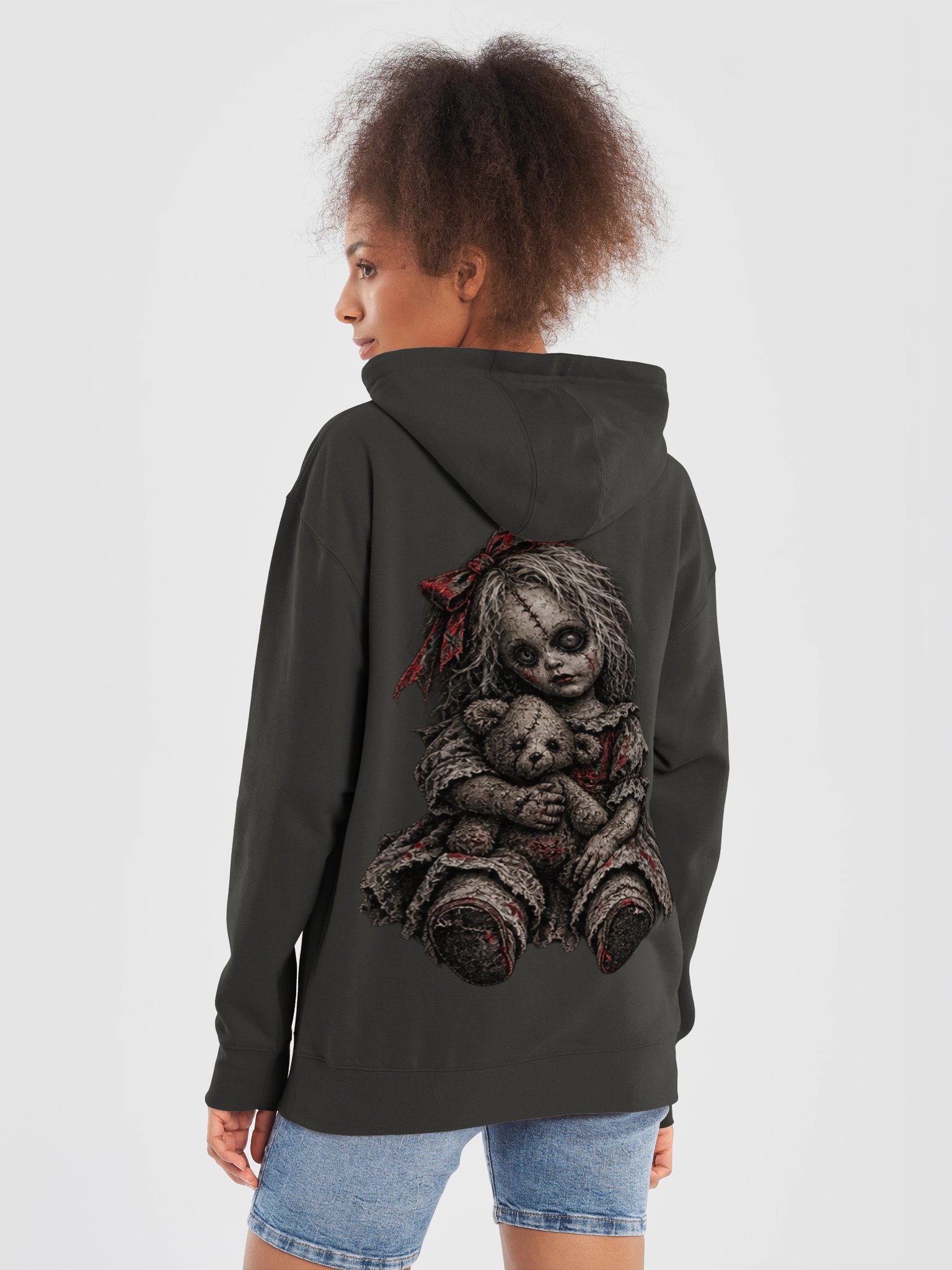 Haunted Doll & Rose Hoodie | Gothic Horror product image (2)