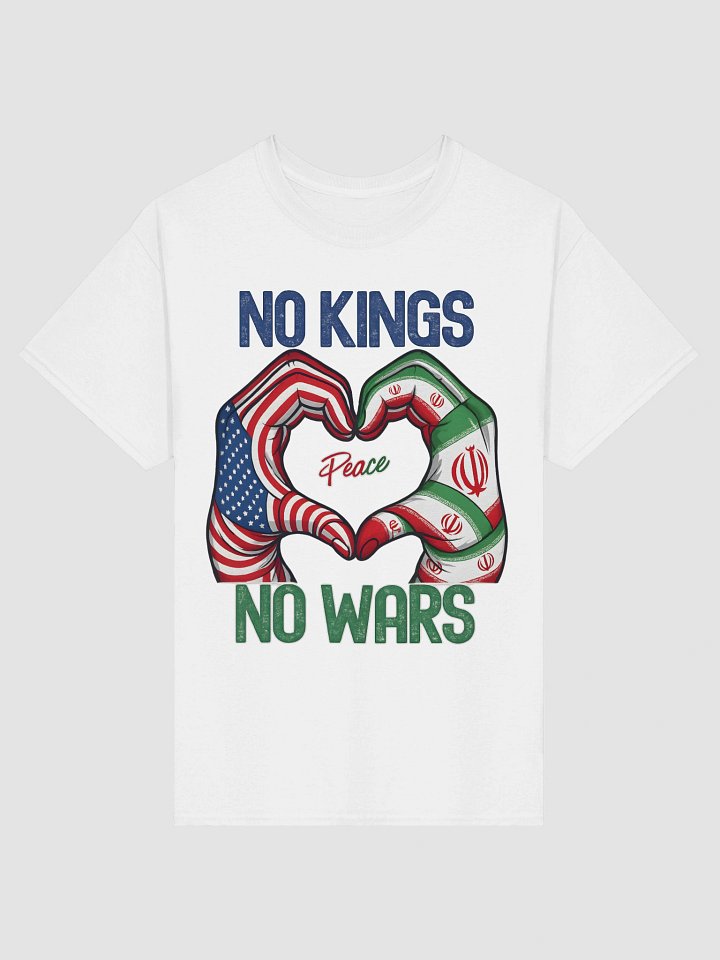 No Kings No Wars T-Shirt | USA & Iran Peace Heart Hands Graphic Tee product image (2)