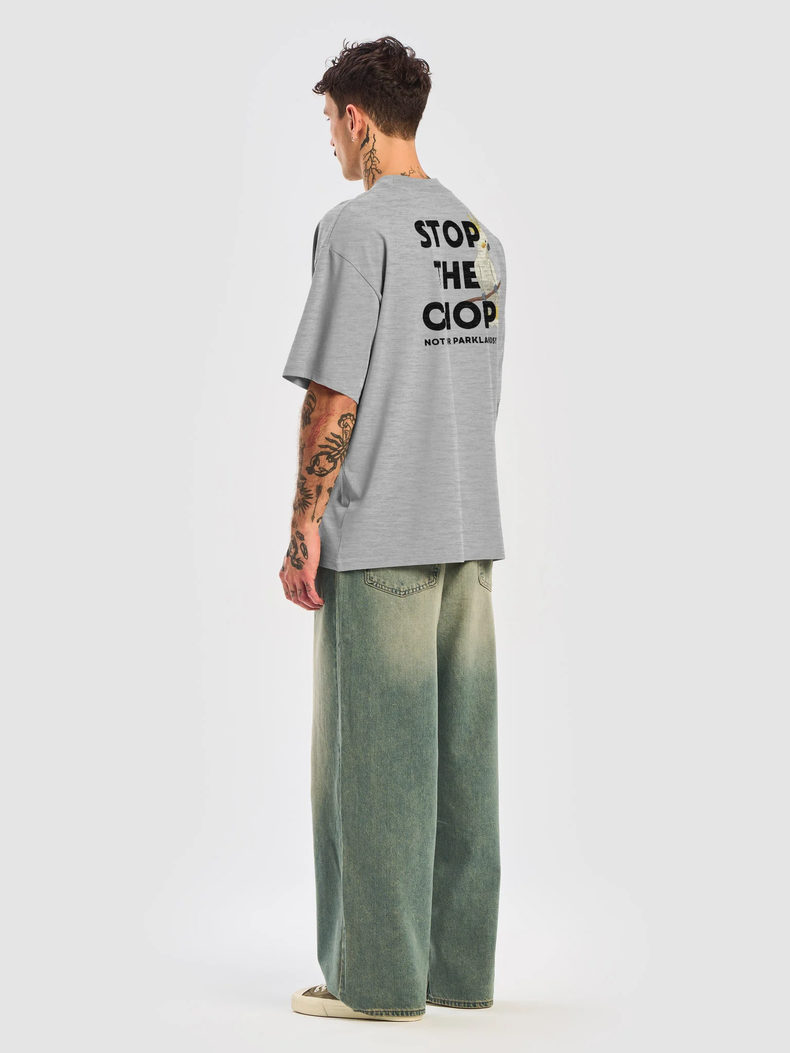 STOP THE CHOP | SC Cockatoo (Black Print) | Premium Organic Oversized T-Shirt product image (8)