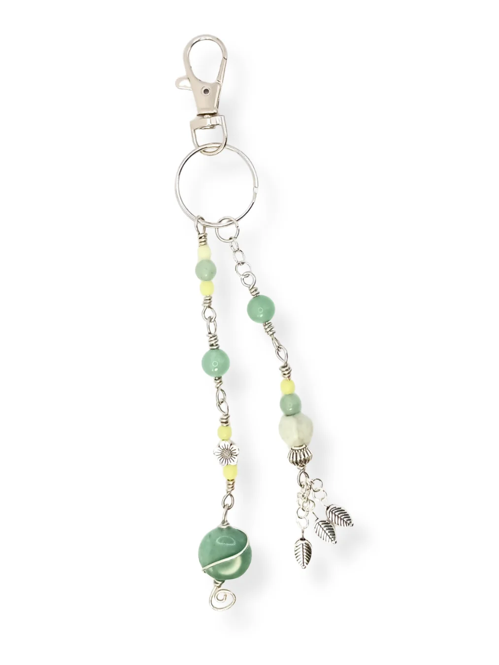 Abundance & Awakening Purse Charm | Lemon Jade, Green Aventurine, Silver-Tone | "Sunny Spring" product image (2)