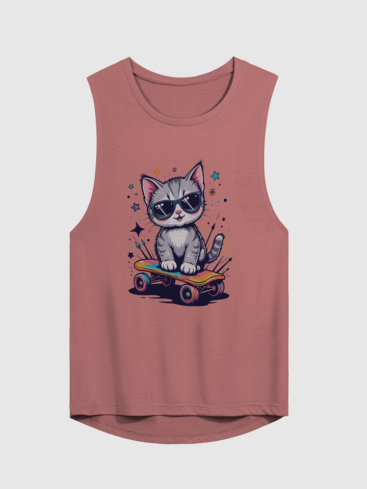 Whimsical Cat on Skateboard Muscle Tank product image (2)