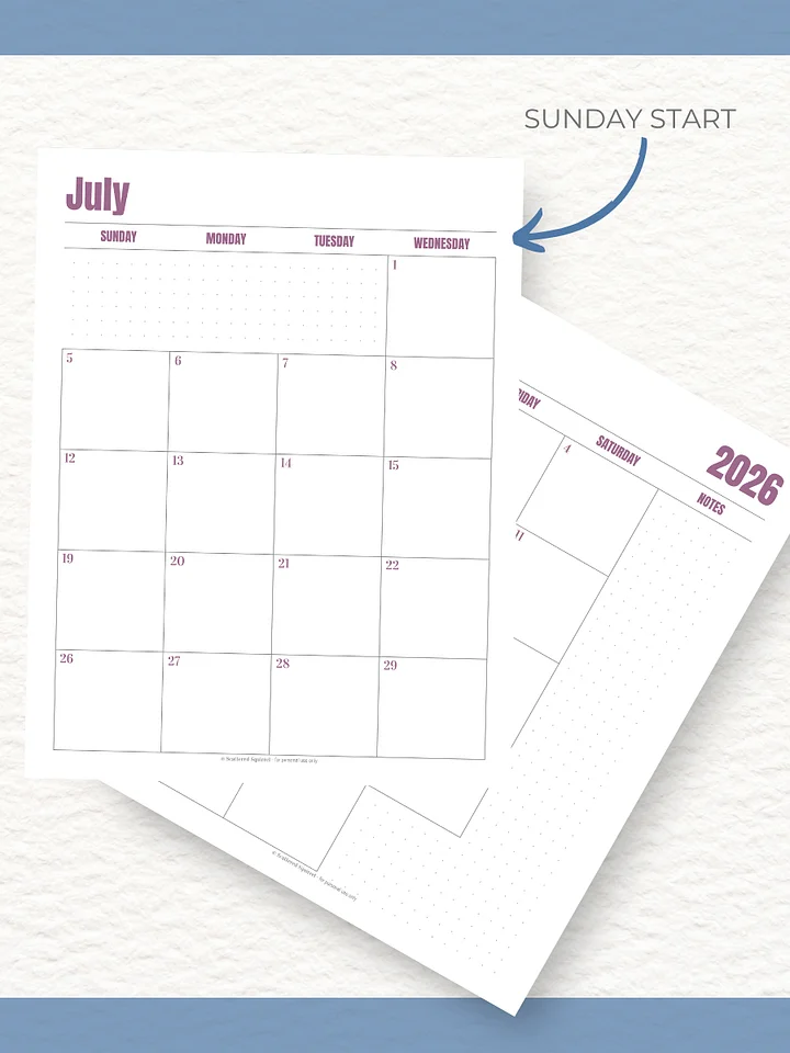 Jewel Tone Quarters - 26/27 Calendar - 2 Pages per Month - Letter Size product image (2)