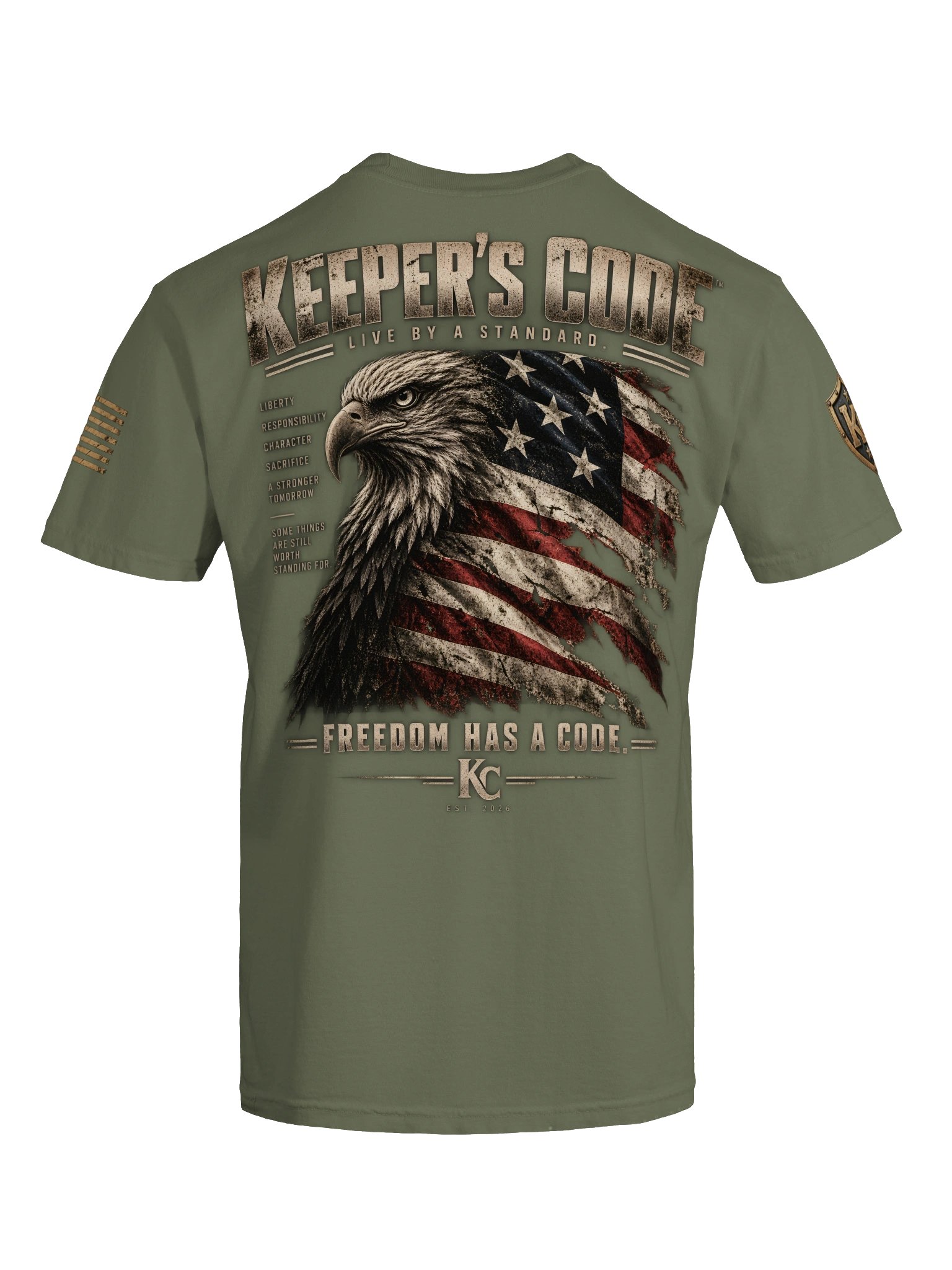 Keeper’s Code™ Men’s Freedom Has a Code Eagle Patriotic T-Shirt product image (9)