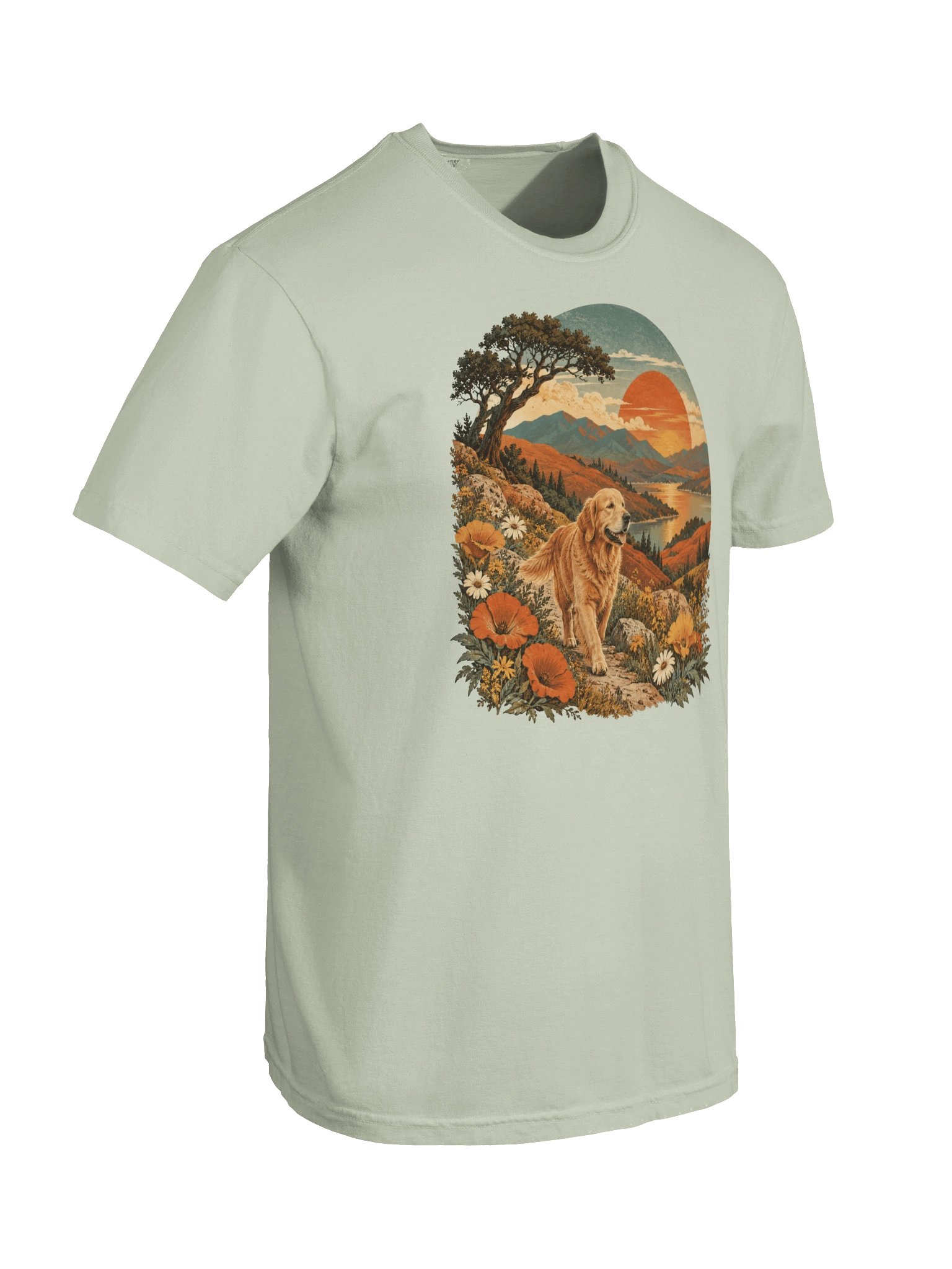 Retro Golden Retriever T-Shirt | Vintage Dog Lover Graphic Tee | 70s Sunset Dog Shirt product image (7)