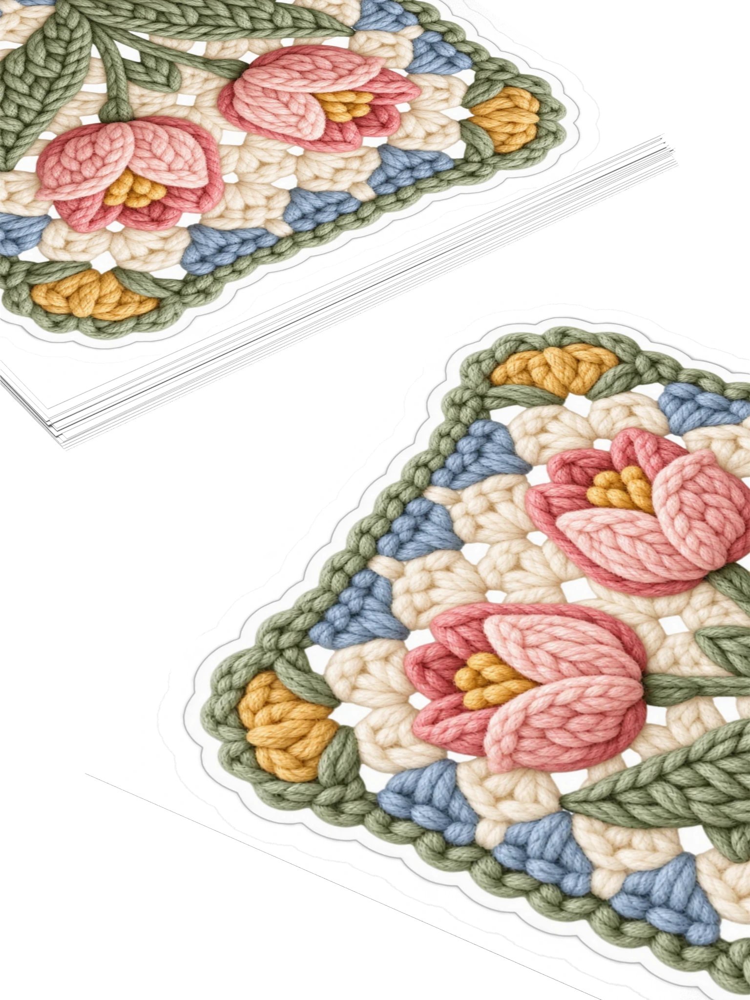 Tulip Granny Square Sticker | Pink Floral Crochet Water Bottle Decal product image (4)
