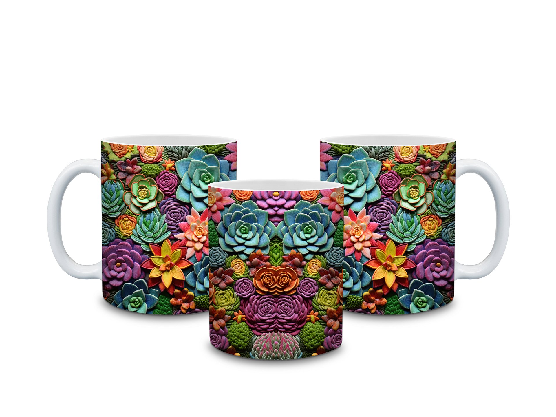 Succulent Garden 11oz Coffee Mug – Vibrant Succulent Plant Design Ceramic Cup – Perfect for Plant Lovers and Unique Gifts product image (4)