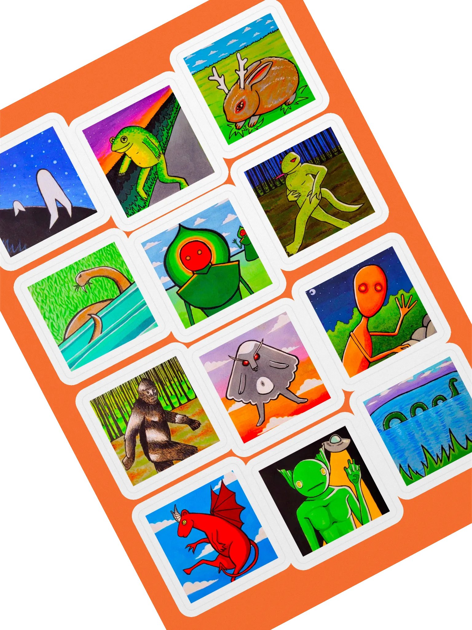 Cryptids individuals sticker sheet product image (1)