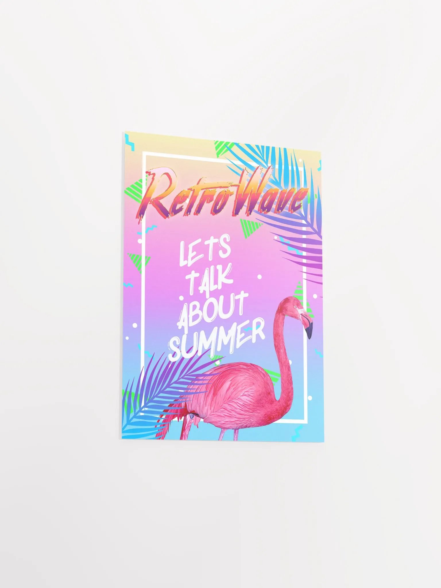 Retrowave poster: Summer and flamingo [retrowave/vaporwave/synthwave] — aesthetic poster, retrowave art print, neon poster, 80s poster product image (8)