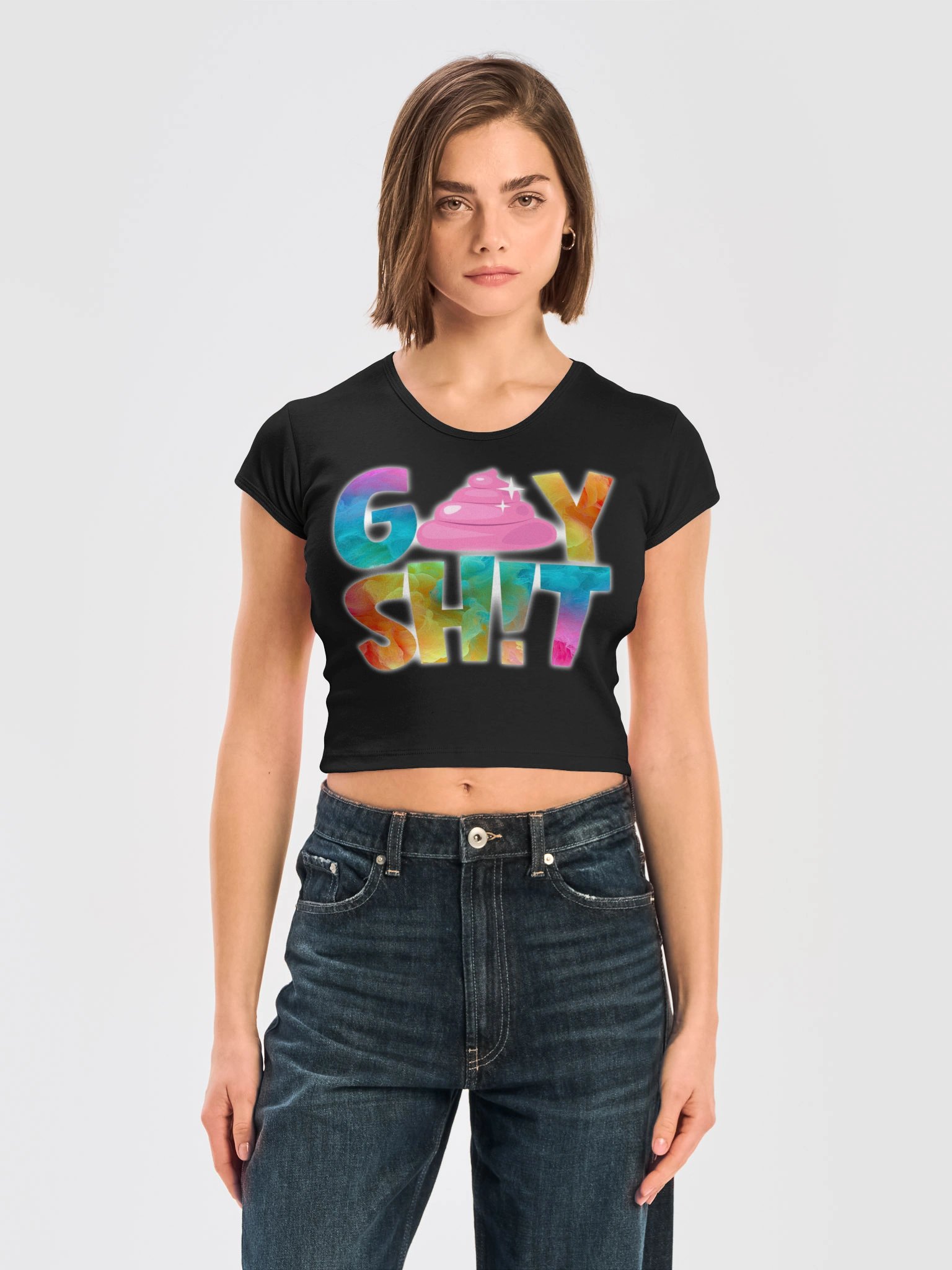 GAY SH!T Ribbed Baby Tee Crop Top product image (3)