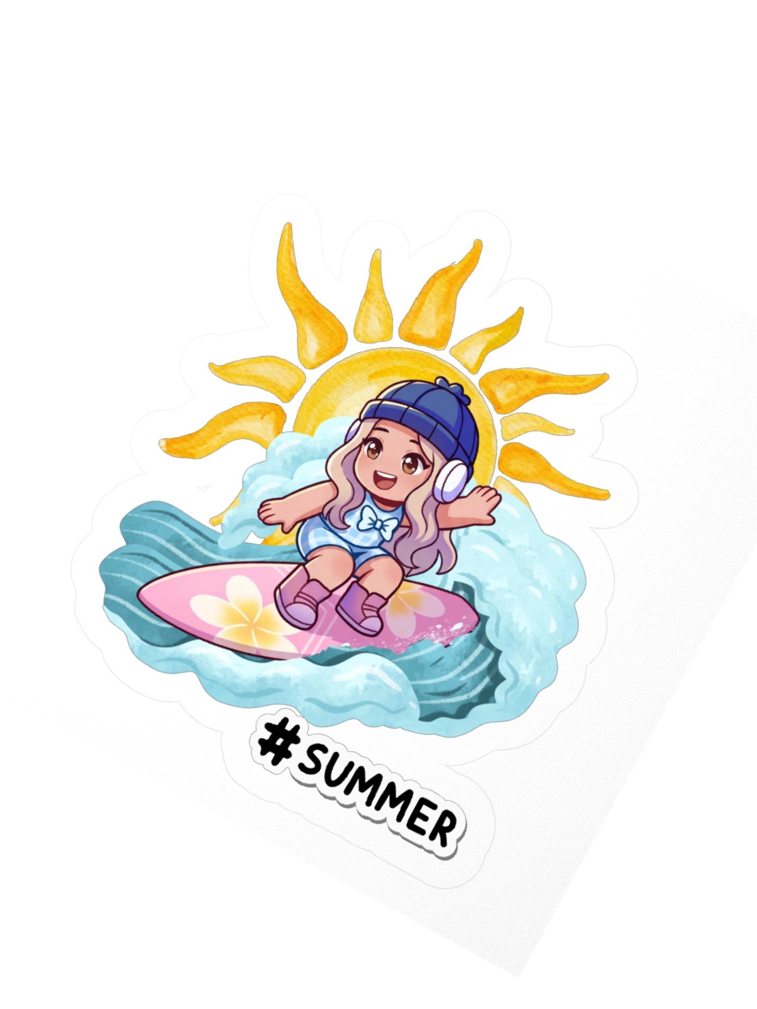 Surf Girl Kiss-Cut Sticker — #SUMMER by Aviella product image (4)