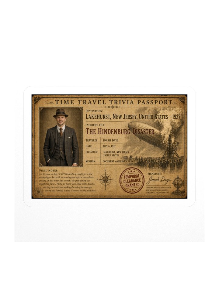 The Hindenburg Disaster — 1937 Incident Passport Sticker product image (1)