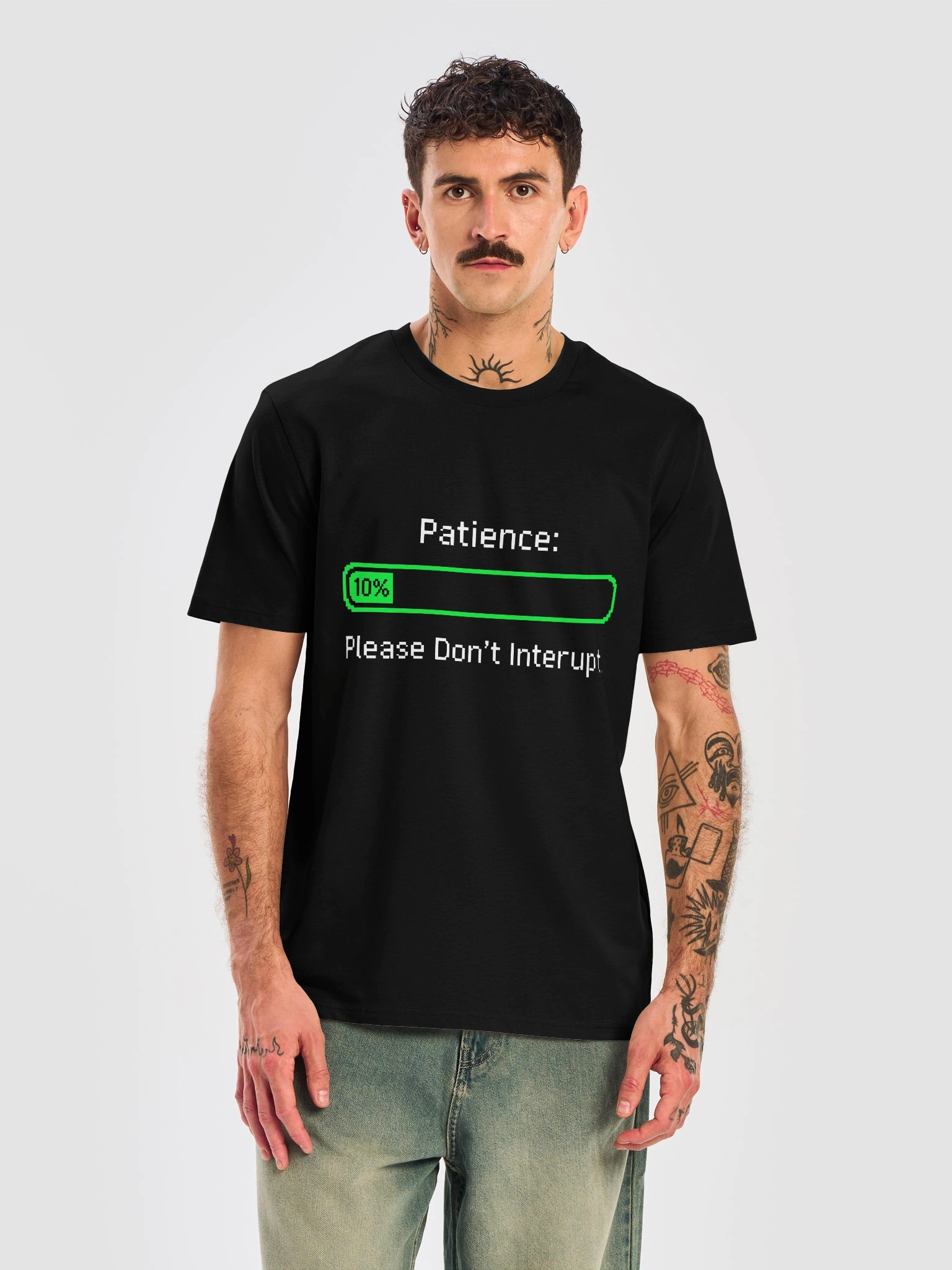 Patience Loading 10% – Funny Introvert Humor - Dark Colors - Unisex Organic T-Shirt product image (1)