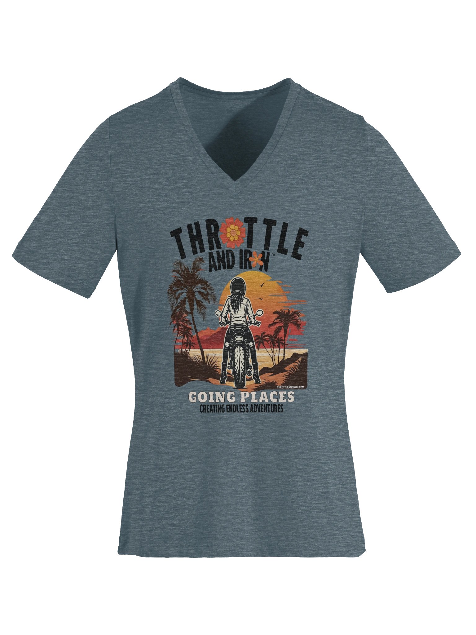Throttle & Iron “Going Places” Women’s V-Neck Tee (2) Wheel product image (6)