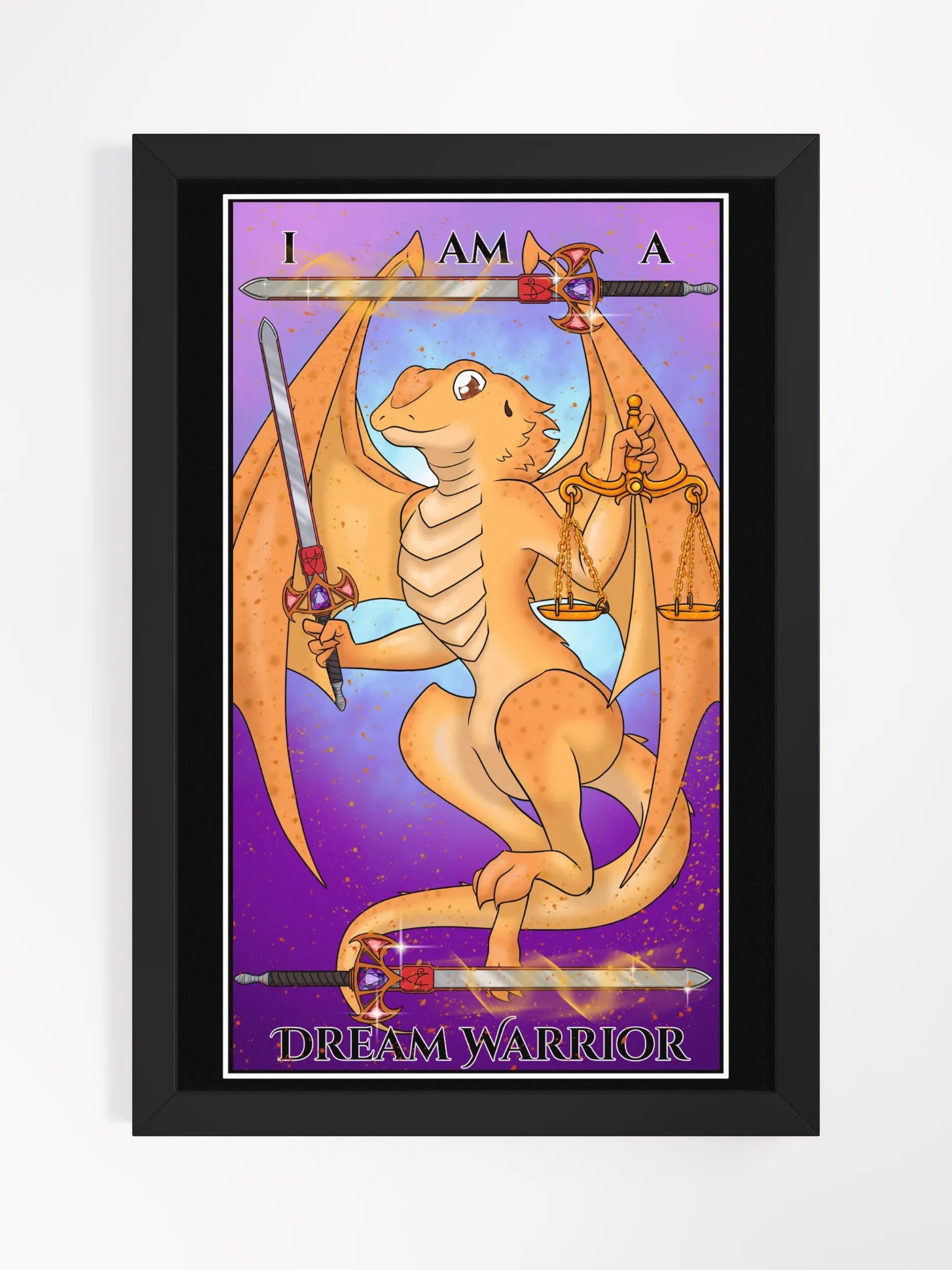 Day of the Dragon "Justice" Tarot Card Framed Poster product image (1)