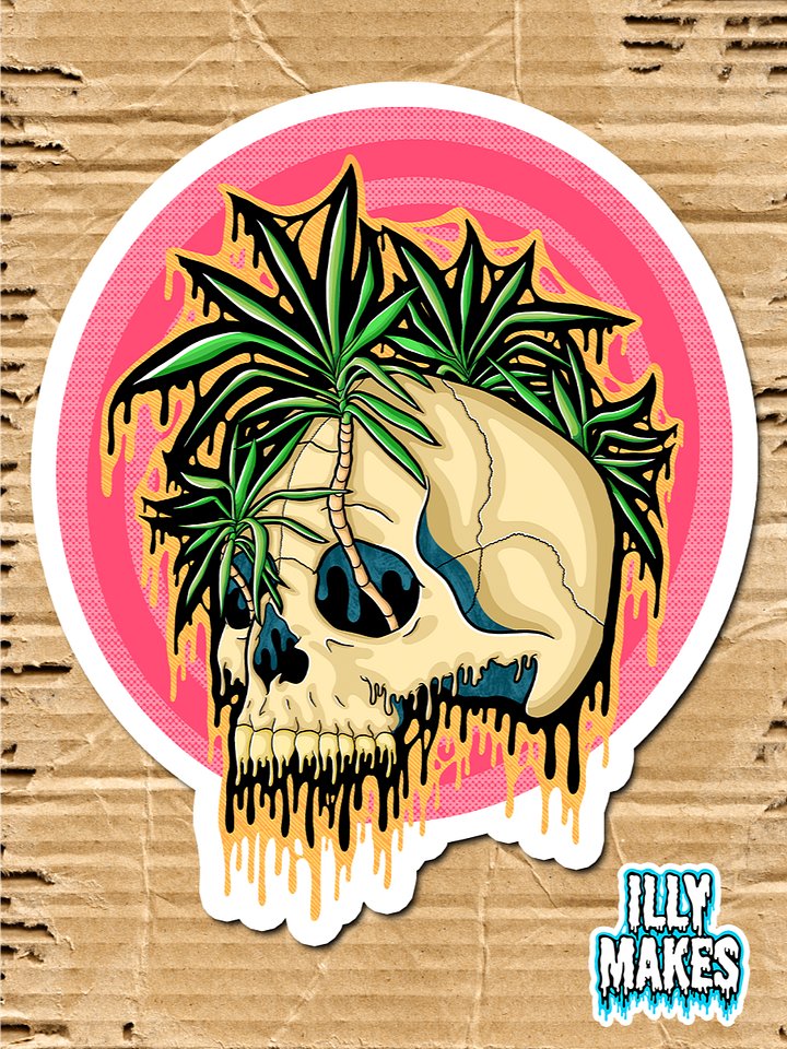 Drippy Tropical Skull II Sticker product image (1)