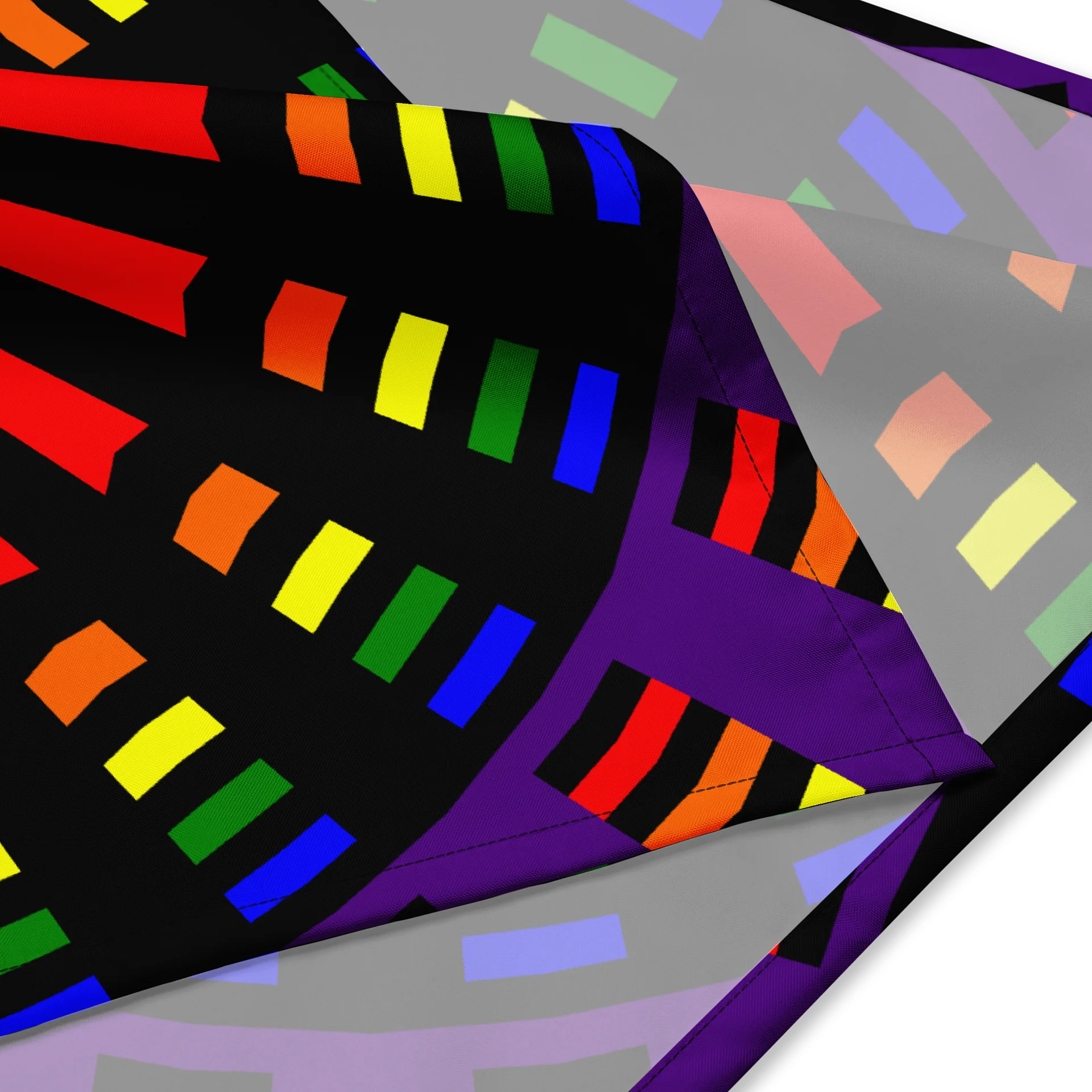 Black Rainbow Rave Bandana, Trippy Techno Accessory, Fun Festival Fashion, Colorful Kaleidoscope Queer Pride Party Art product image (2)