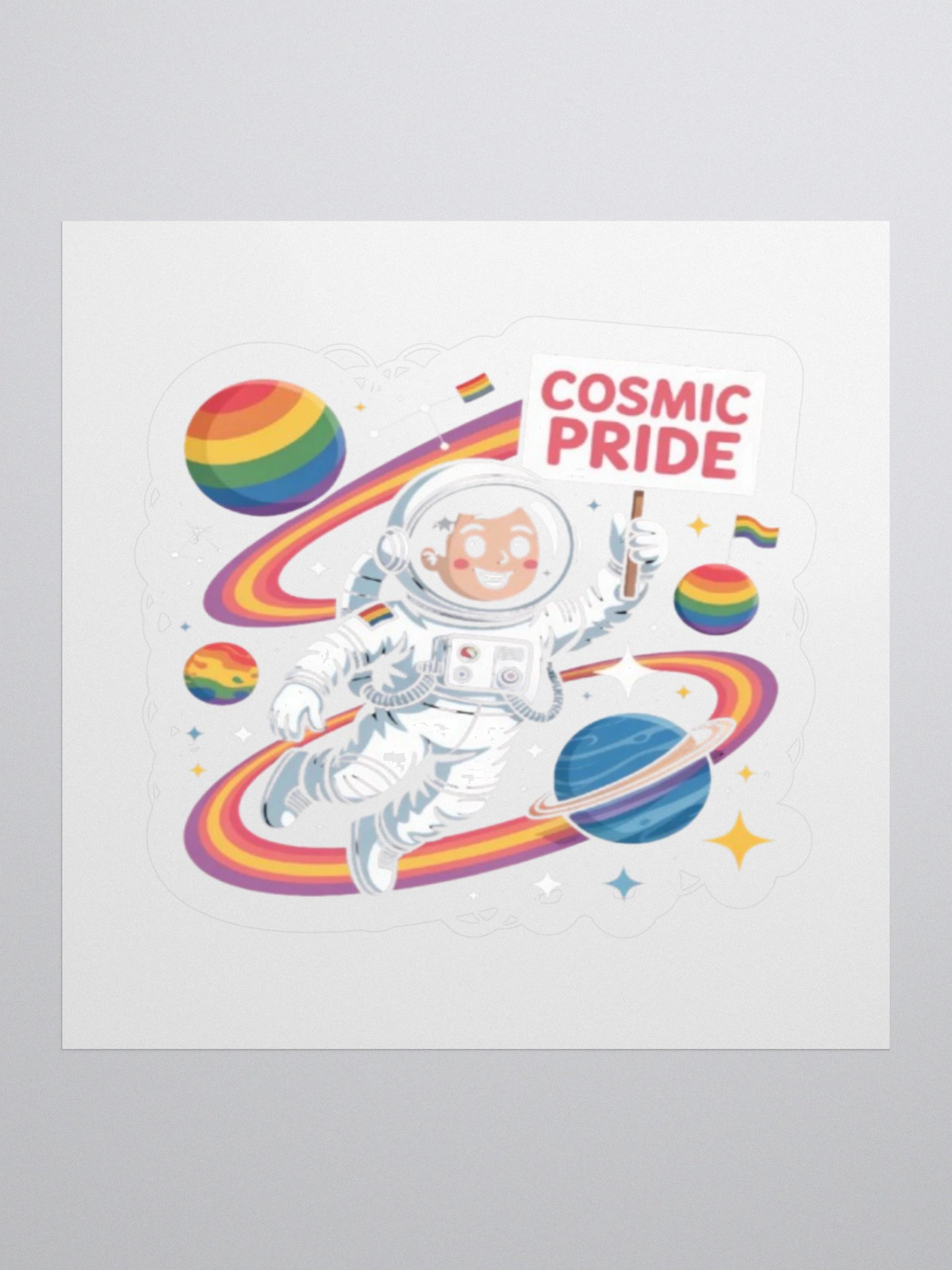Cosmic Pride Sticker - LGBTQ+ Rainbow Astronaut Design product image (1)