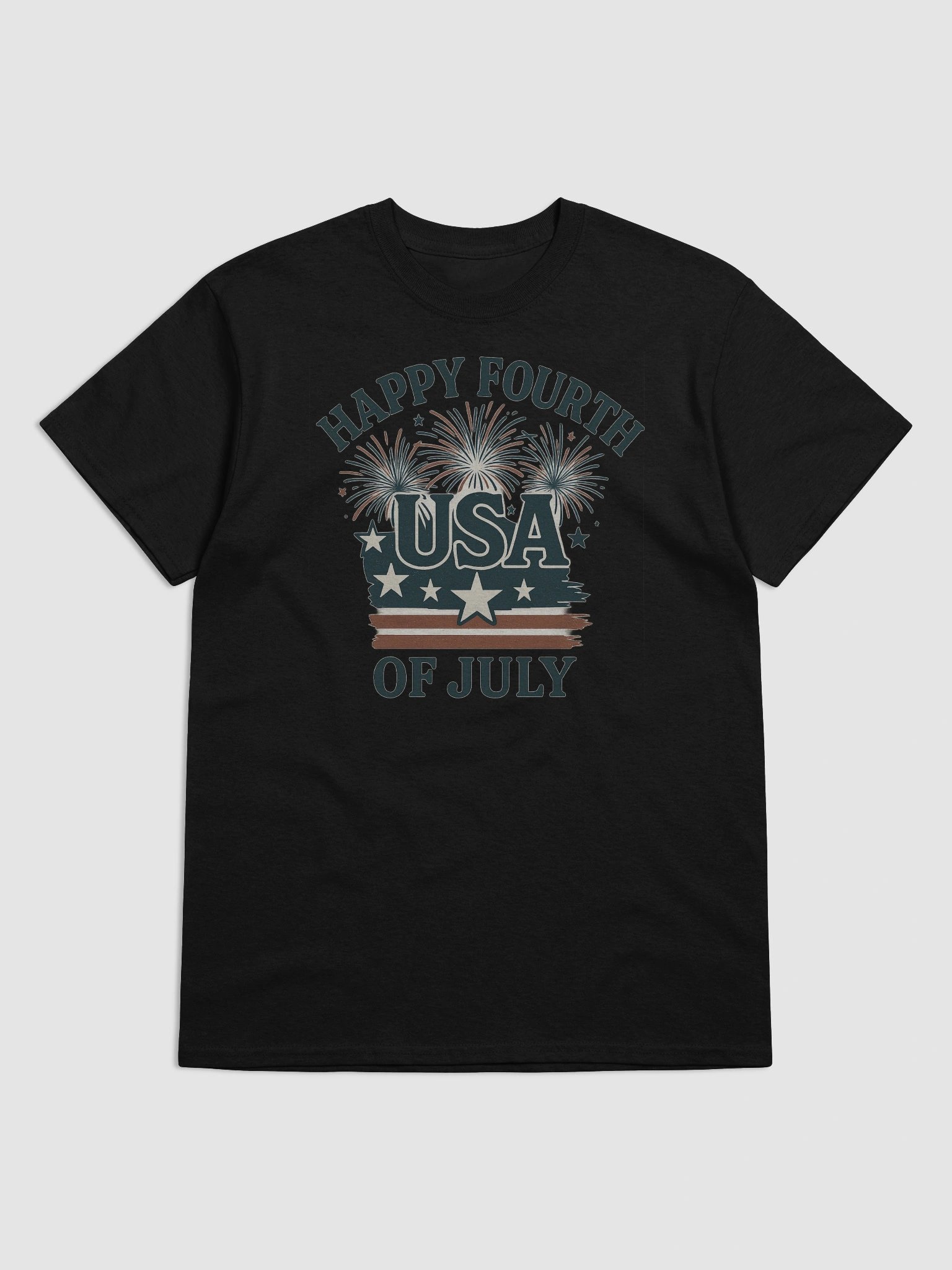 Happy Fourth of July Shirt – Vintage USA Fireworks and Stars Patriotic Tee product image (1)