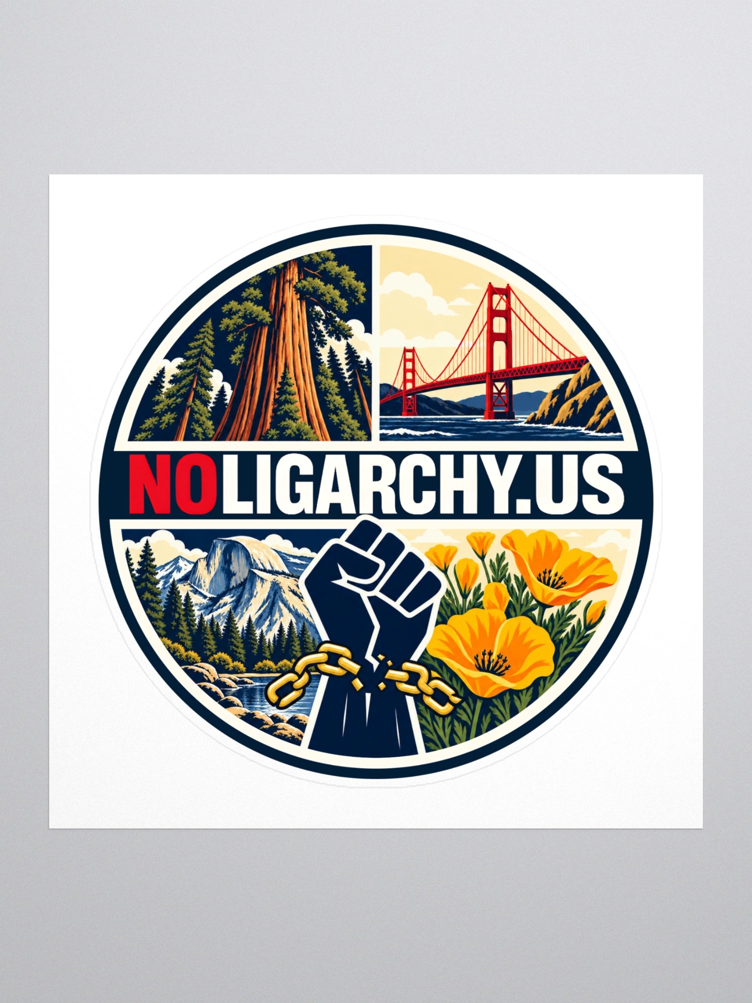 California NOLIGARCHY.US sticker product image (1)