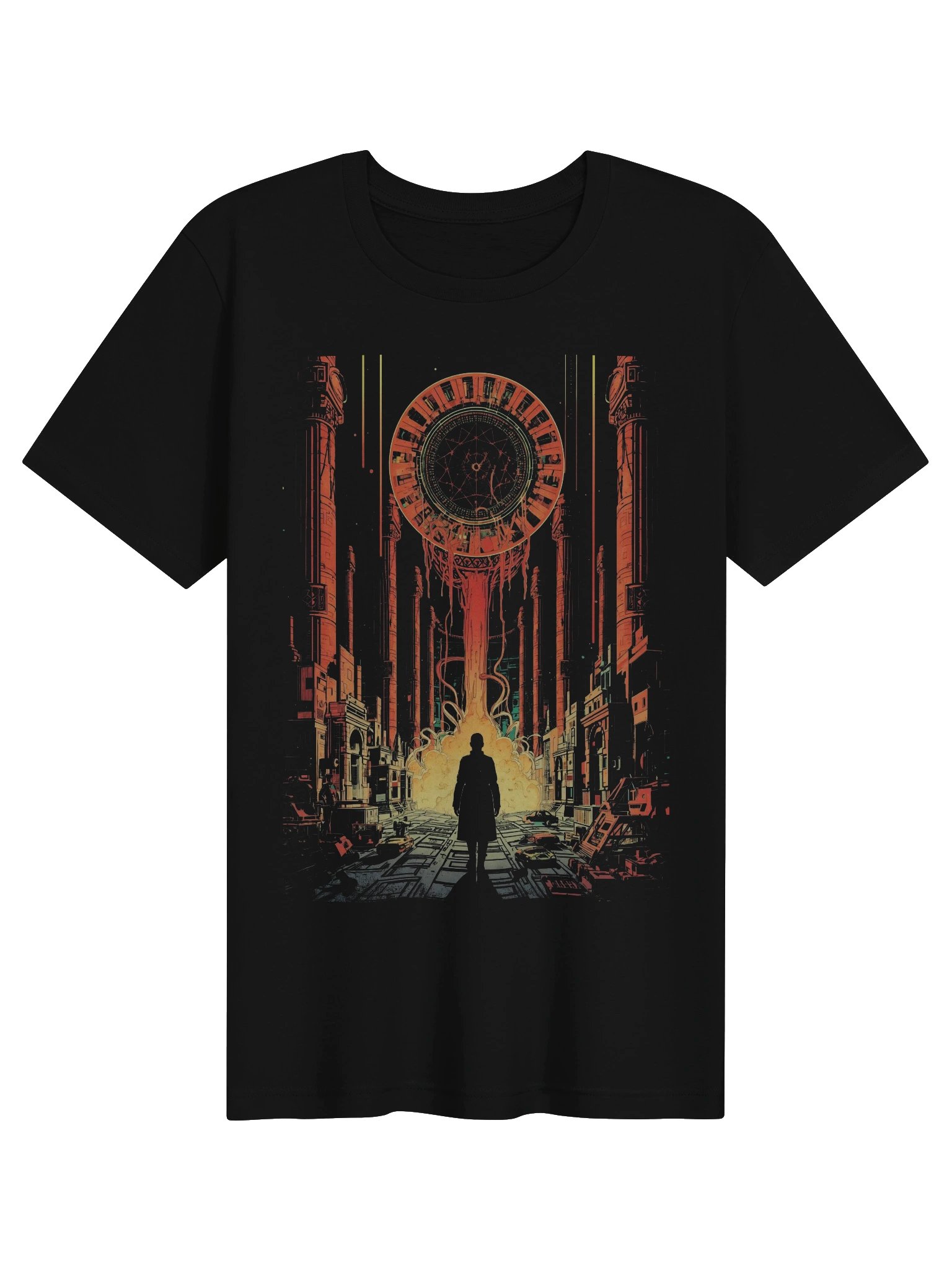 Neon Portal City Sci-Fi Lightweight T-Shirt product image (1)