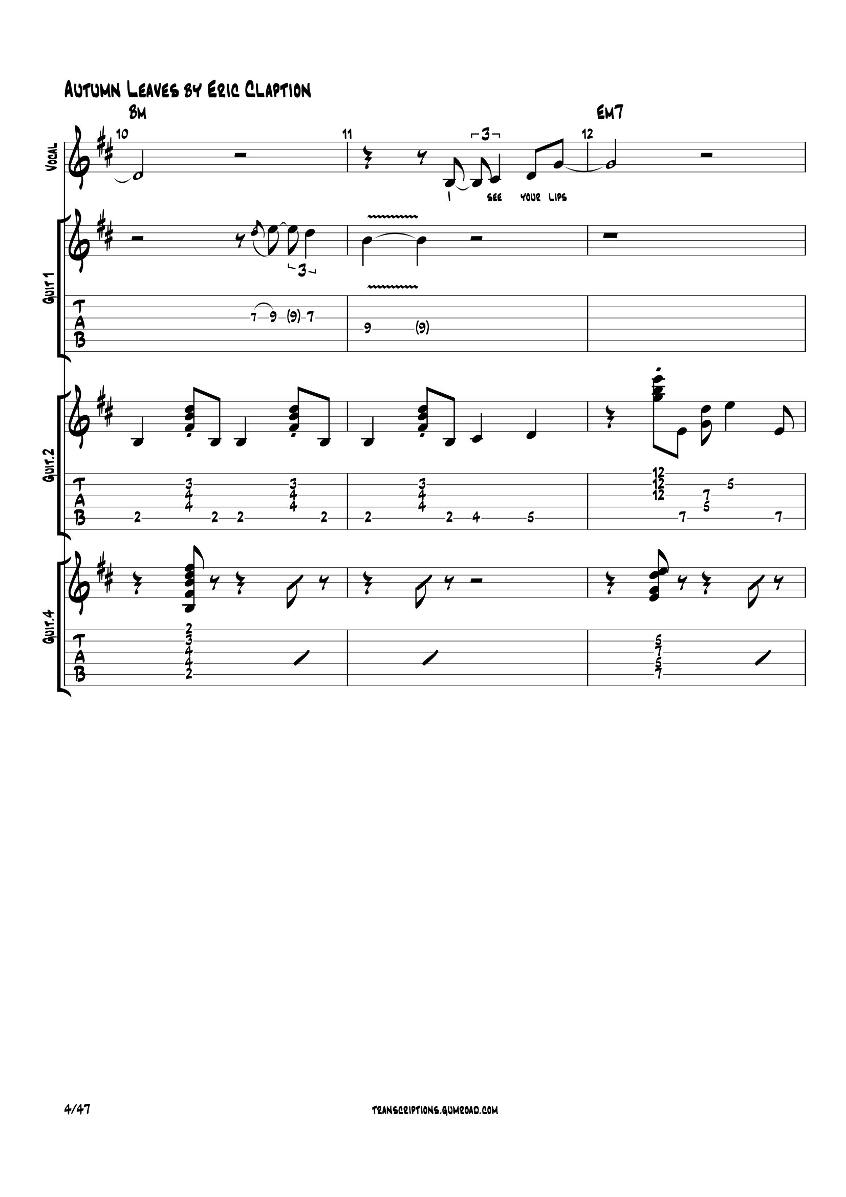 (Transcription PDF) Autumn Leaves - Eric Clapton product image (5)