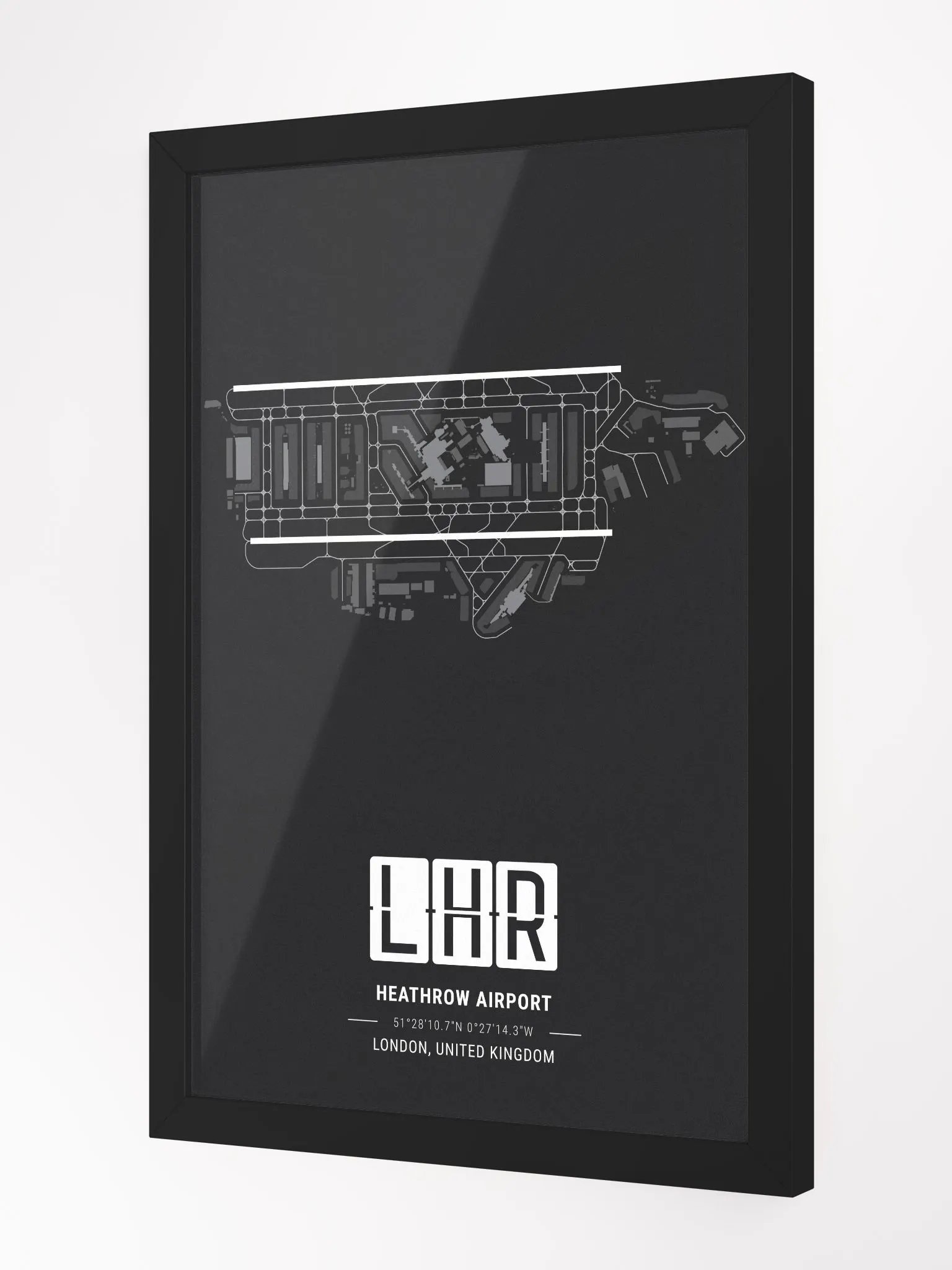 Framed Airport LHR Premium Map On Matt Paper product image (2)