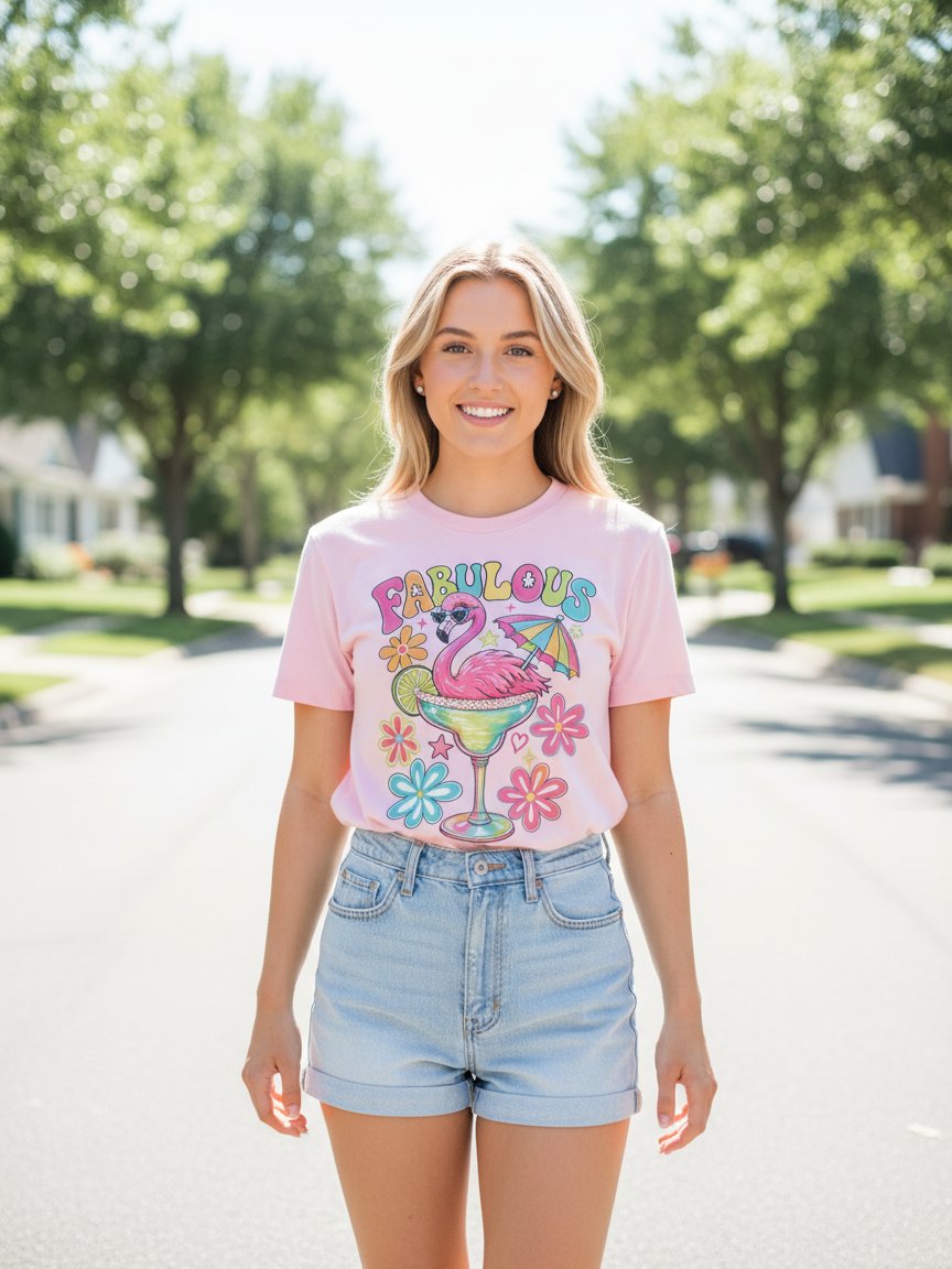 FABULOUS Flamingo Cocktail Tee product image (45)