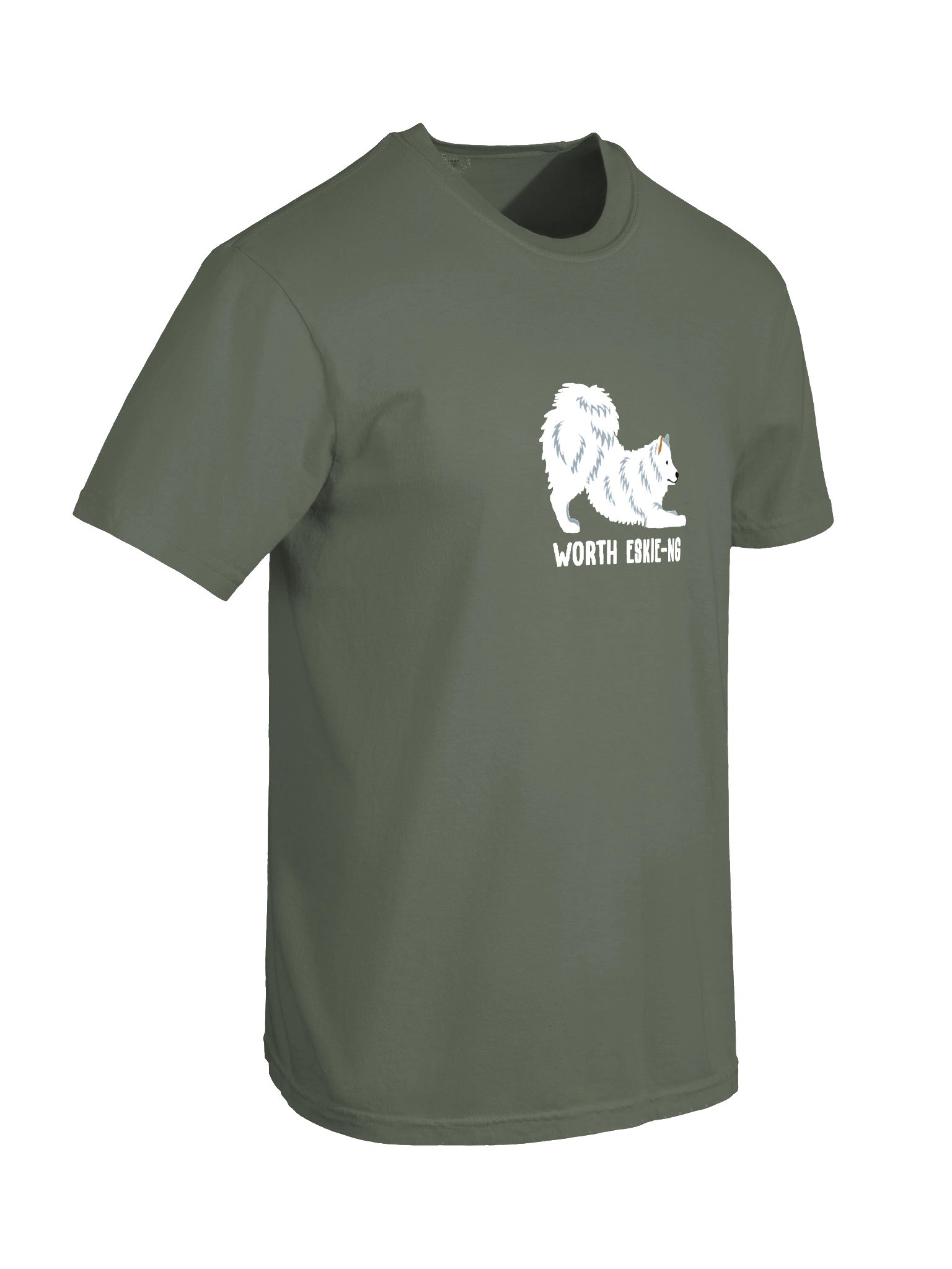 Worth Eskie-ng T-Shirt(Embroidered) of an American Eskimo Dog product image (11)