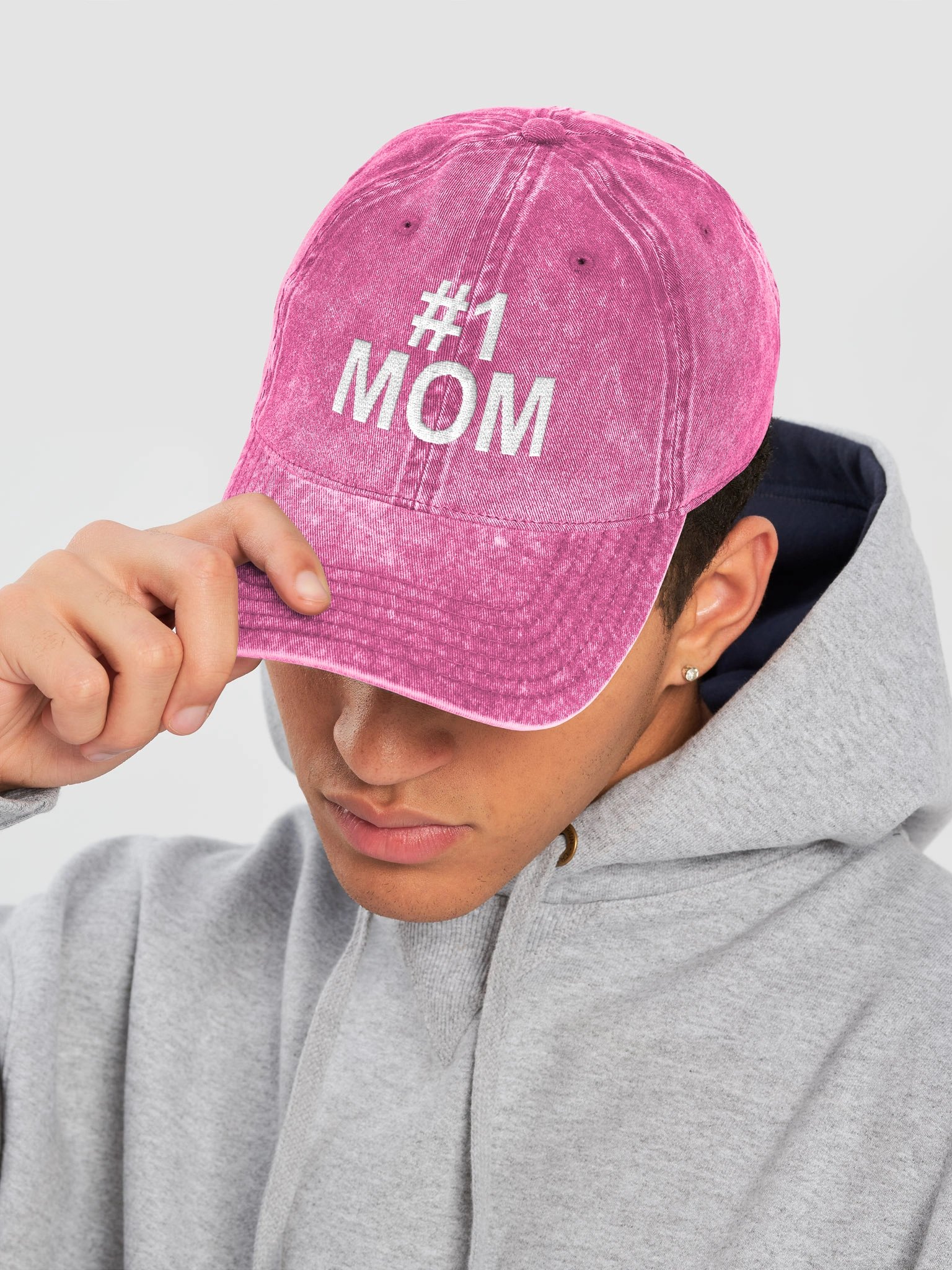 #1 Mom Pink Vintage Wash Dad Hat product image (7)