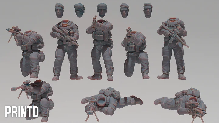 French Army Soliders Team - Modern Warfare Wargame Hobby Resin Scale Models product image (2)