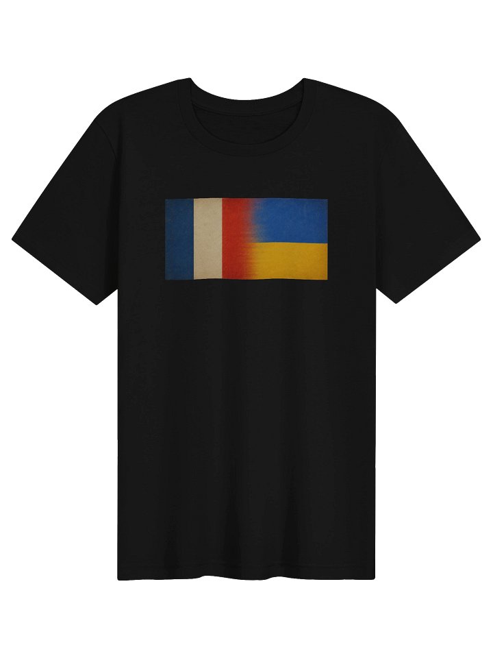 Woman Comfort T-shirt Support Ukraine-France Flags, black product image (1)