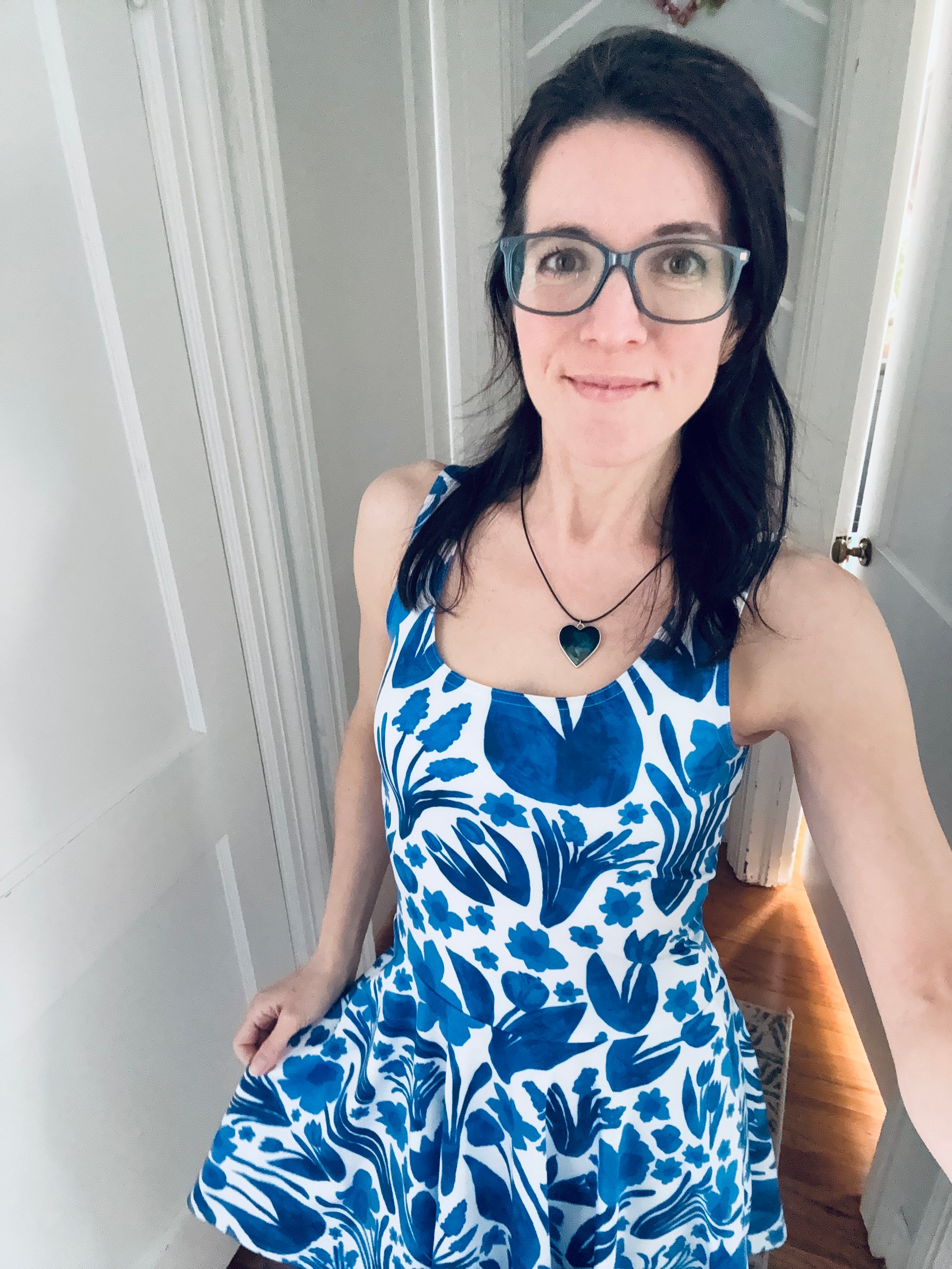 Spring Garden | Blue on White Skater Dress | Monique Faella Designs™ product image (9)