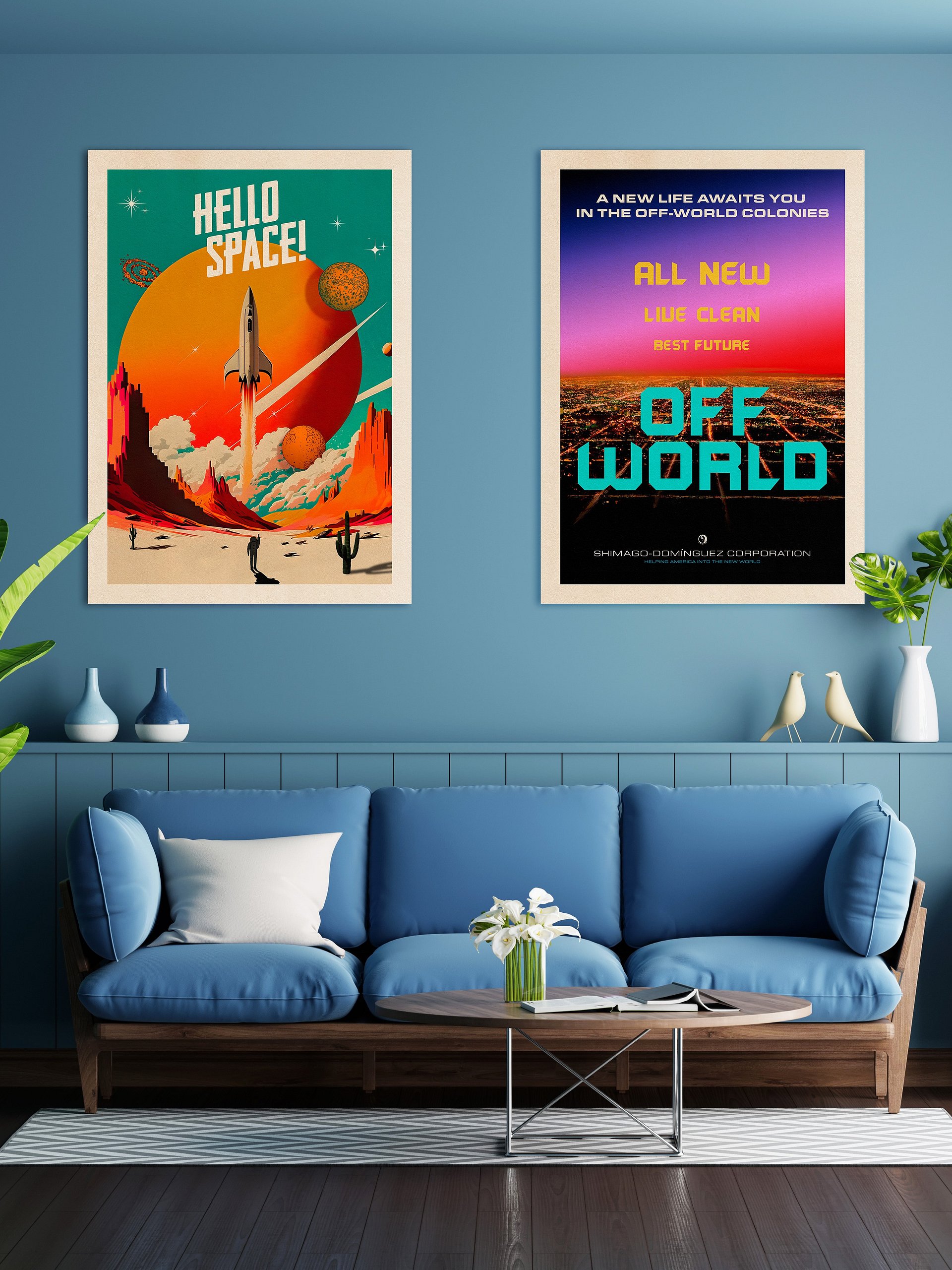 Hello Space! — Vintage space poster, retro space art, propaganda poster, retrofuturism art, retro sci-fi print product image (2)
