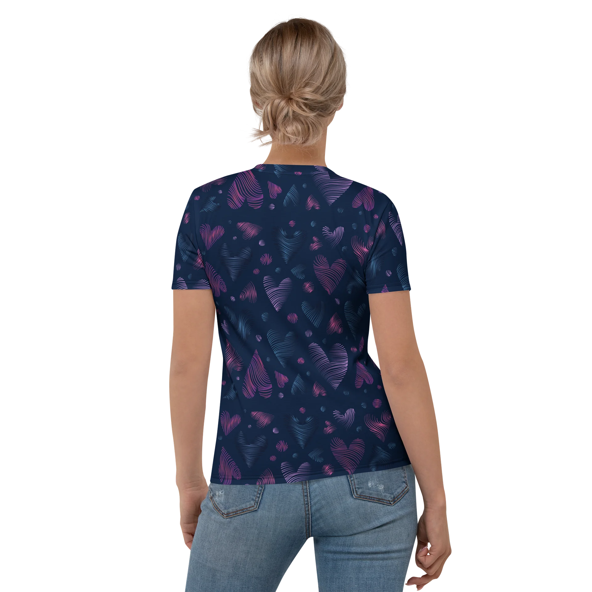 Gradient Wavy Hearts Women's Crew Neck T-Shirt product image (2)