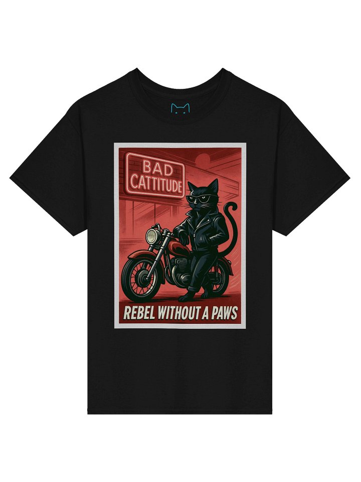 Rebel Without a Paws: Bad Cattitude Boxy Fit Unisex T-Shirt product image (1)
