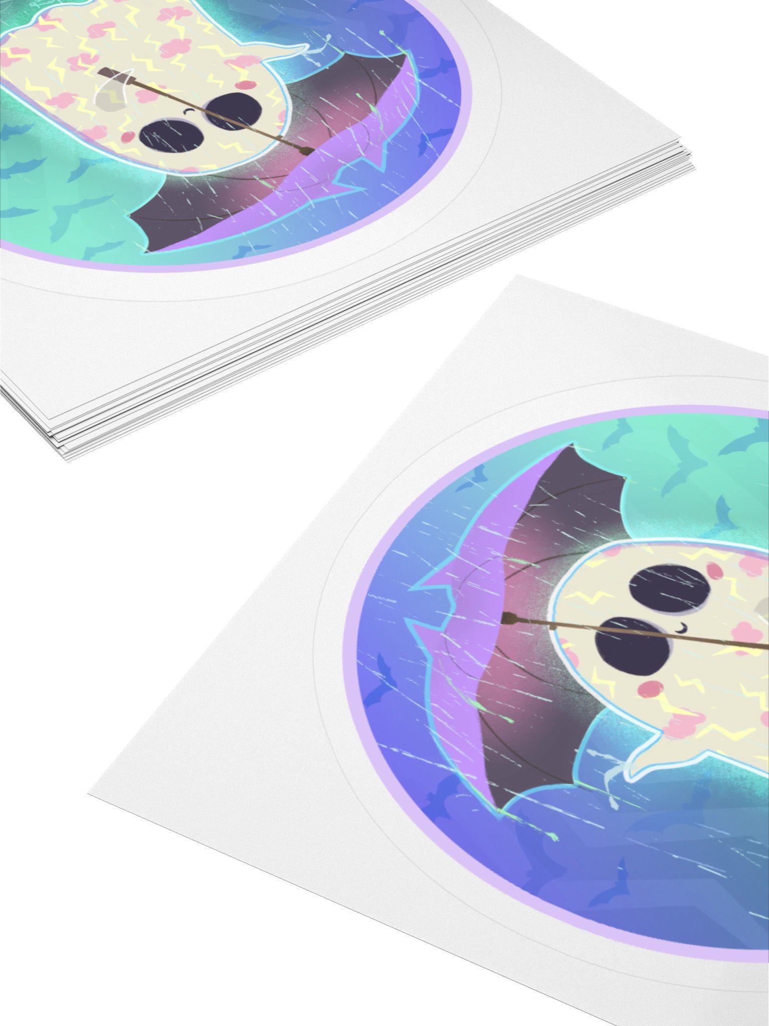 Pastel Little Ghost in the Rain - Vinyl Sticker product image (4)