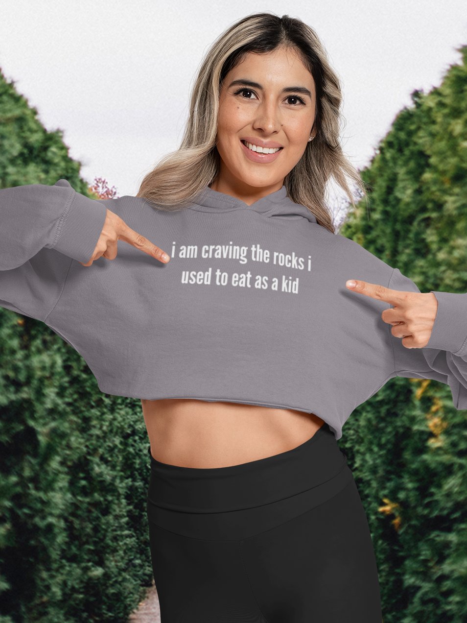 I am craving the rocks I used to eat fleece crop hoodie product image (1)