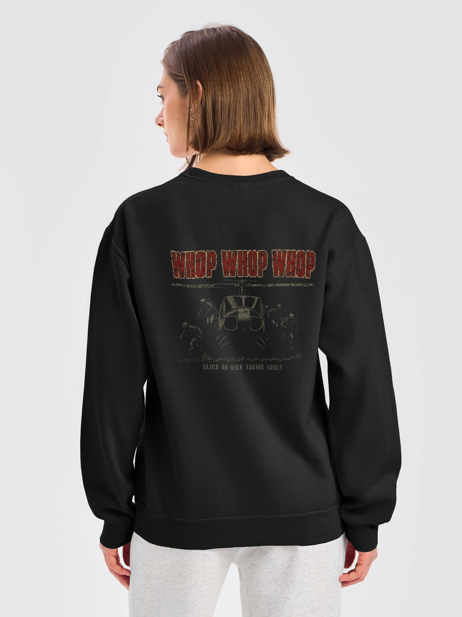 WHOP WHOP WHOP | UH-1 Huey Door Gunner Crewneck | Vietnam Air Cav Military Metal Graphic product image (6)