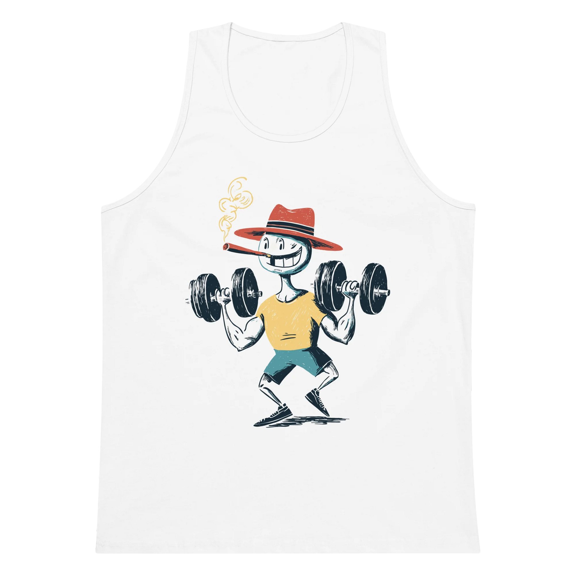 Strong & Smokin’ – Retro Gym Cartoon Tank Top product image (5)