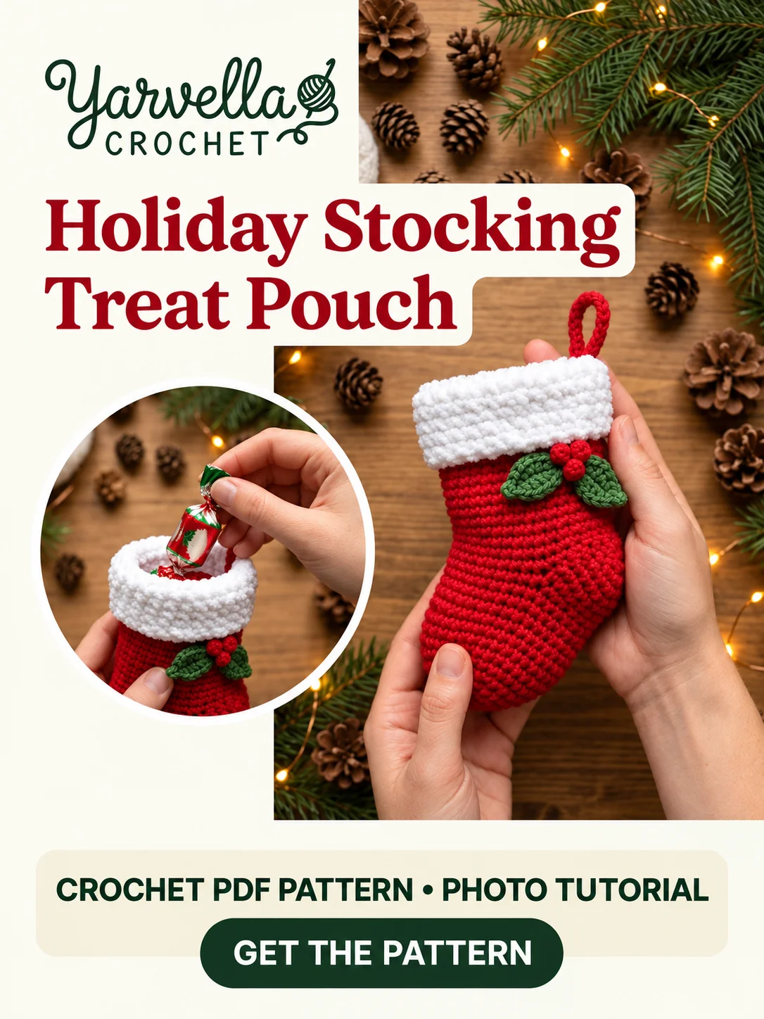 Mini Christmas Stocking Crochet Pattern PDF – Holiday Tree Ornament product image (4)