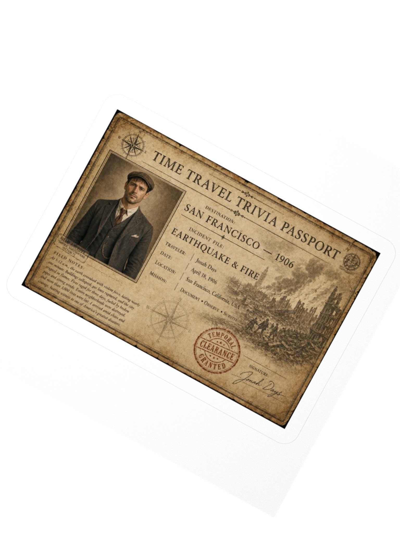San Francisco Earthquake & Fire — 1906 Incident Passport Sticker product image (2)