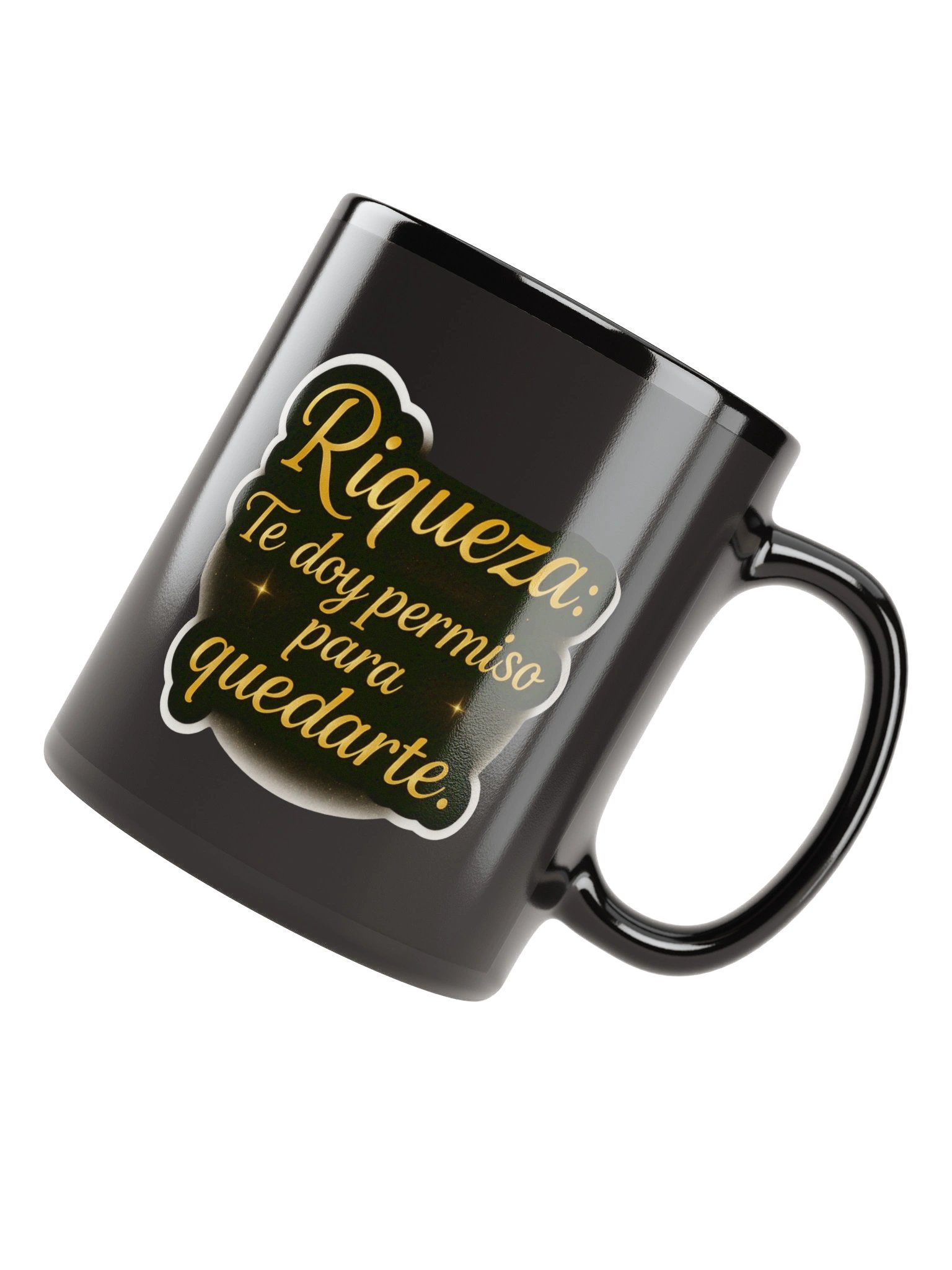 Taza Negra Brillante con Afirmación de Riqueza product image (8)
