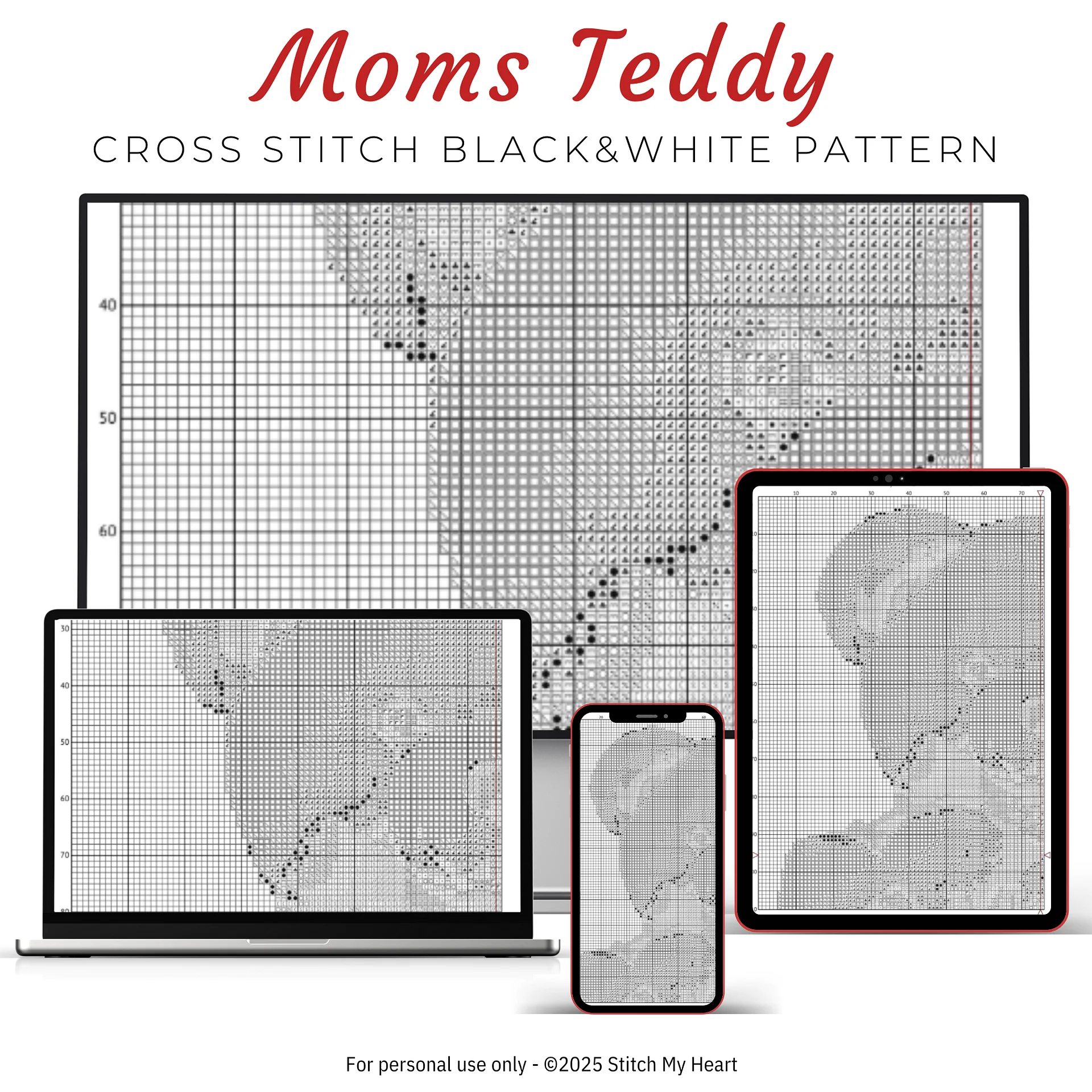 Moms Teddy Cross Stitch Pattern product image (4)