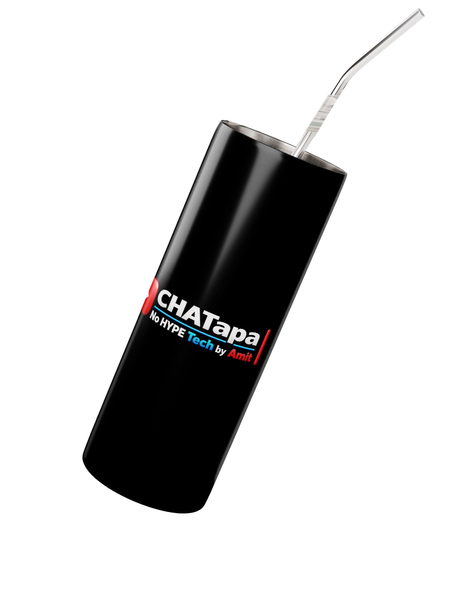CHATapa No Hype Tech – Black Tumbler with Straw product image (2)