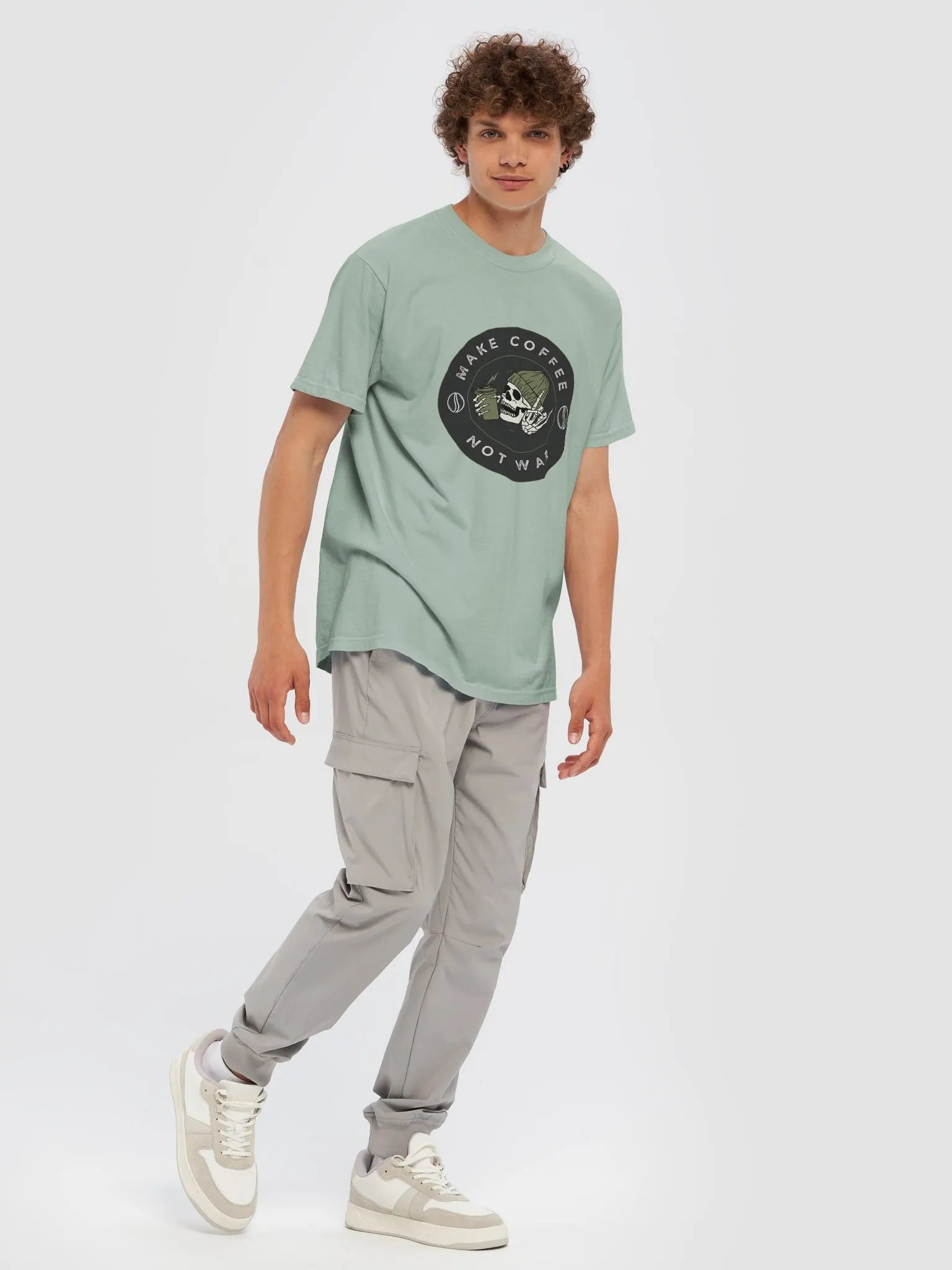 Peaceful Coffee Skeleton T-Shirt product image (76)